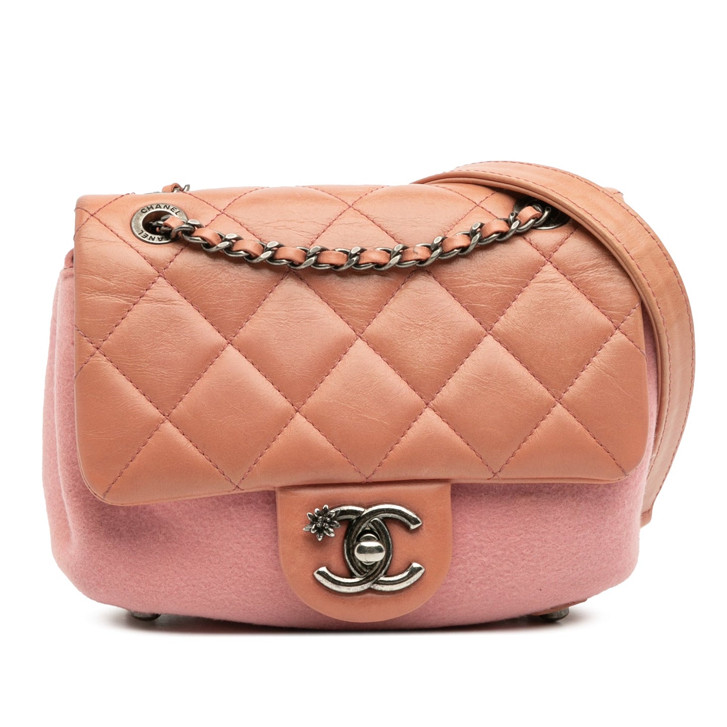 Chanel Paris Salzburg Mini Quilted Glazed Calfskin and Felt Edelweiss Flower CC Flap
