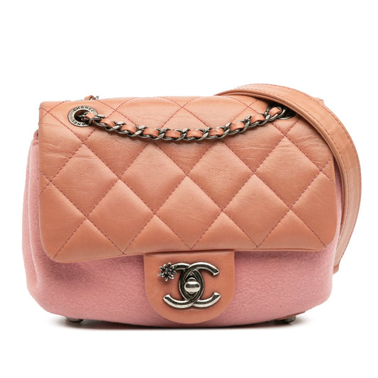 Chanel Paris Salzburg Mini Quilted Glazed Calfskin and Felt Edelweiss Flower CC Flap