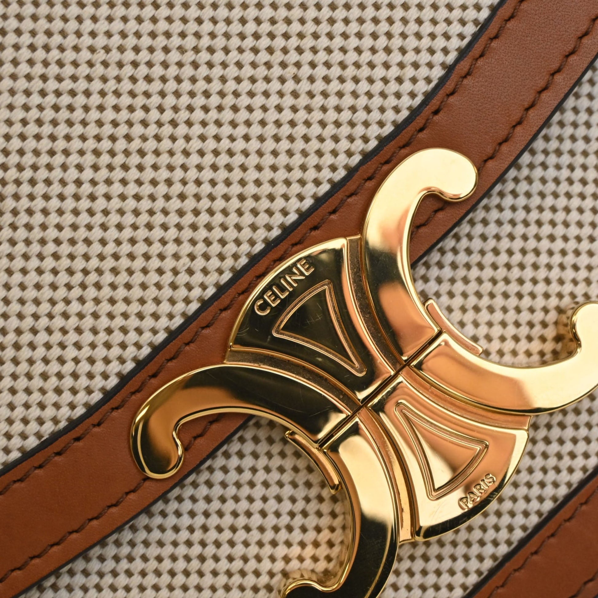 Celine Teen Canvas and Calfskin Triomphe Crossbody