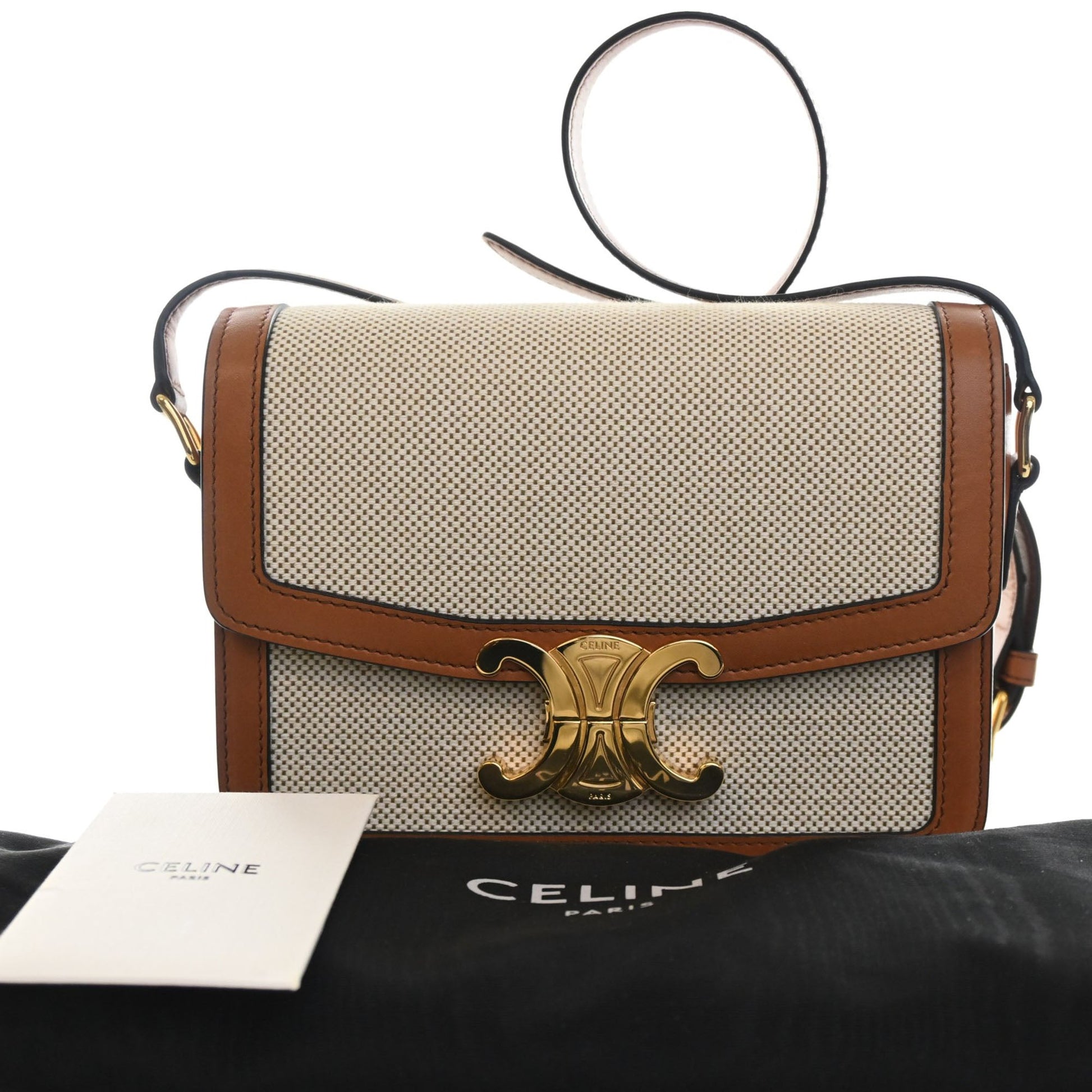 Celine Teen Canvas and Calfskin Triomphe Crossbody