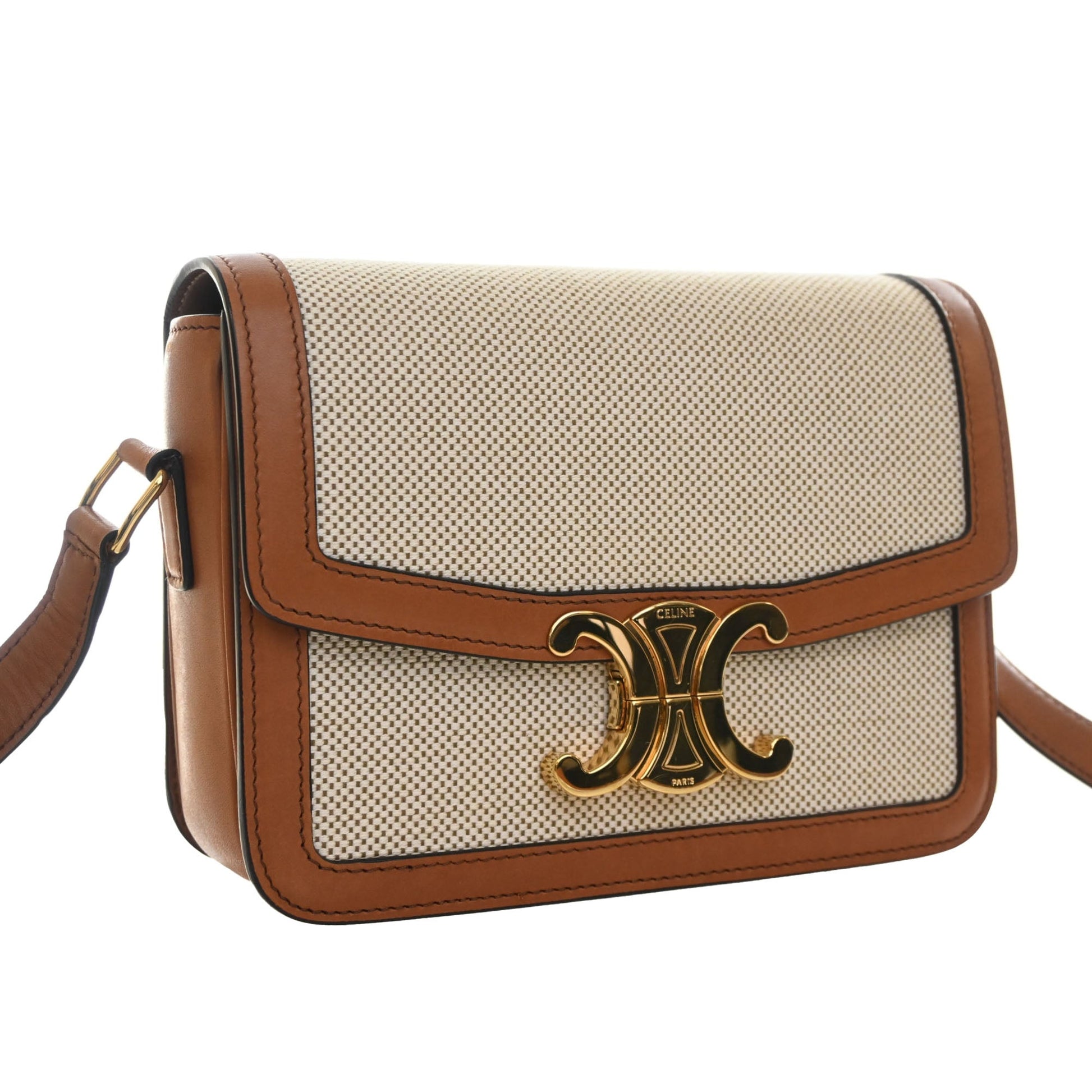 Celine Teen Canvas and Calfskin Triomphe Crossbody