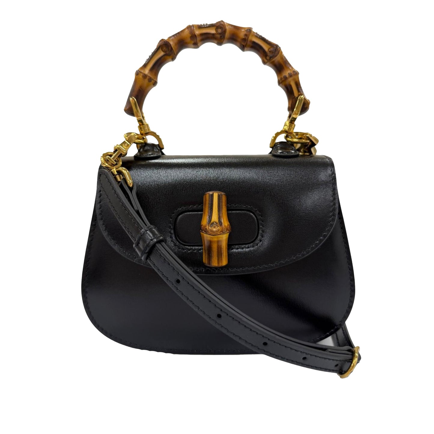 Gucci Small Calfskin 1947 Bamboo Top Handle Bag