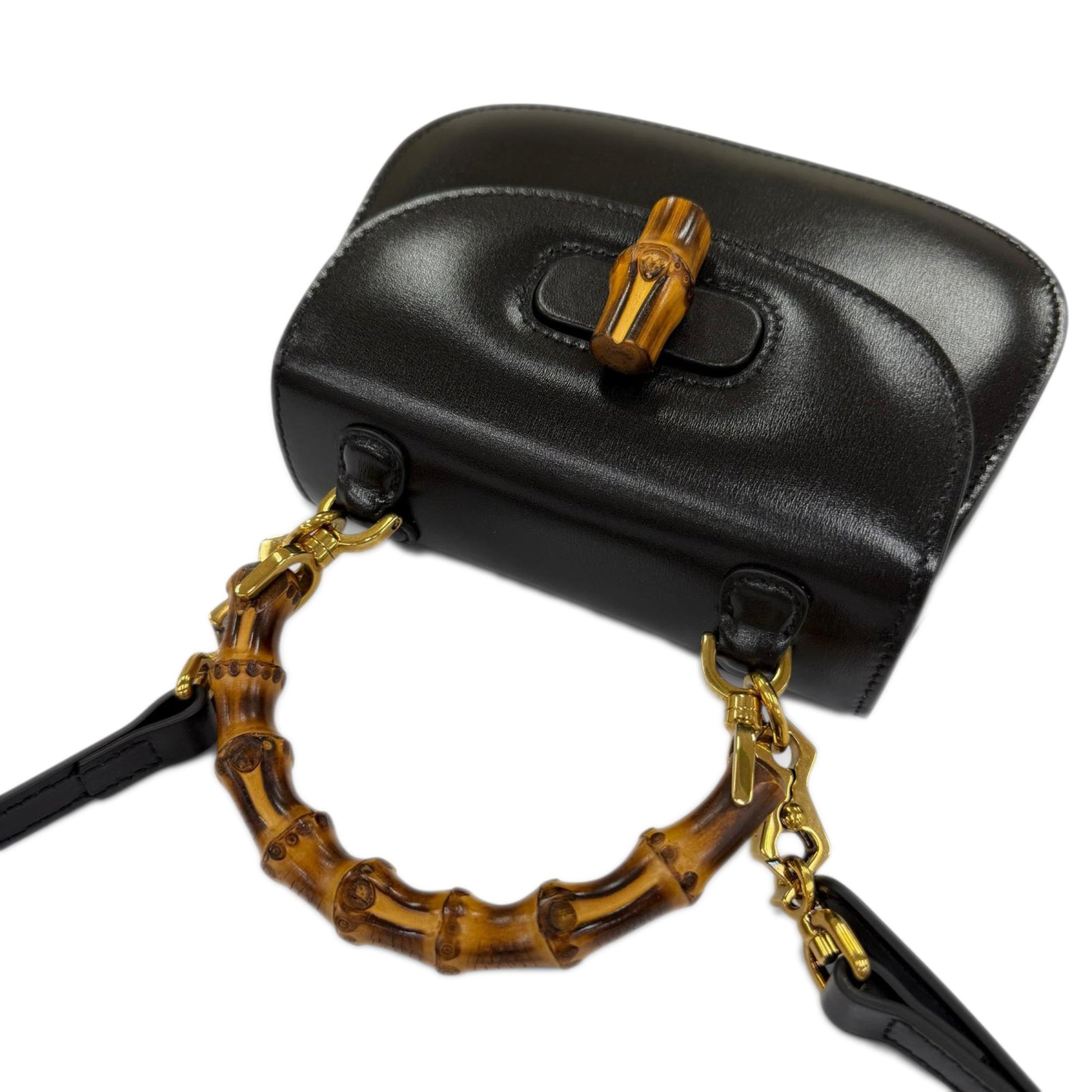 Gucci Small Calfskin 1947 Bamboo Top Handle Bag