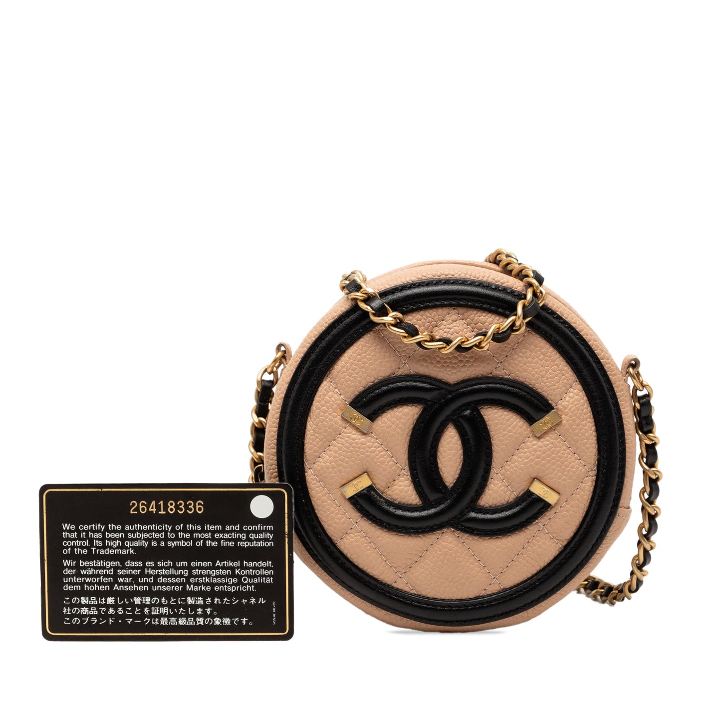 Chanel Caviar CC Filigree Round Crossbody
