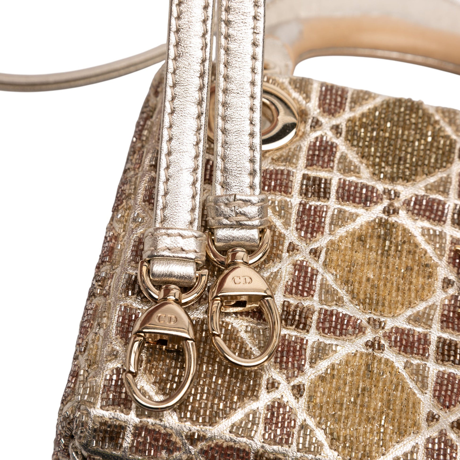 Dior Micro Metallic Calfskin Cannage Beaded Lady Dior