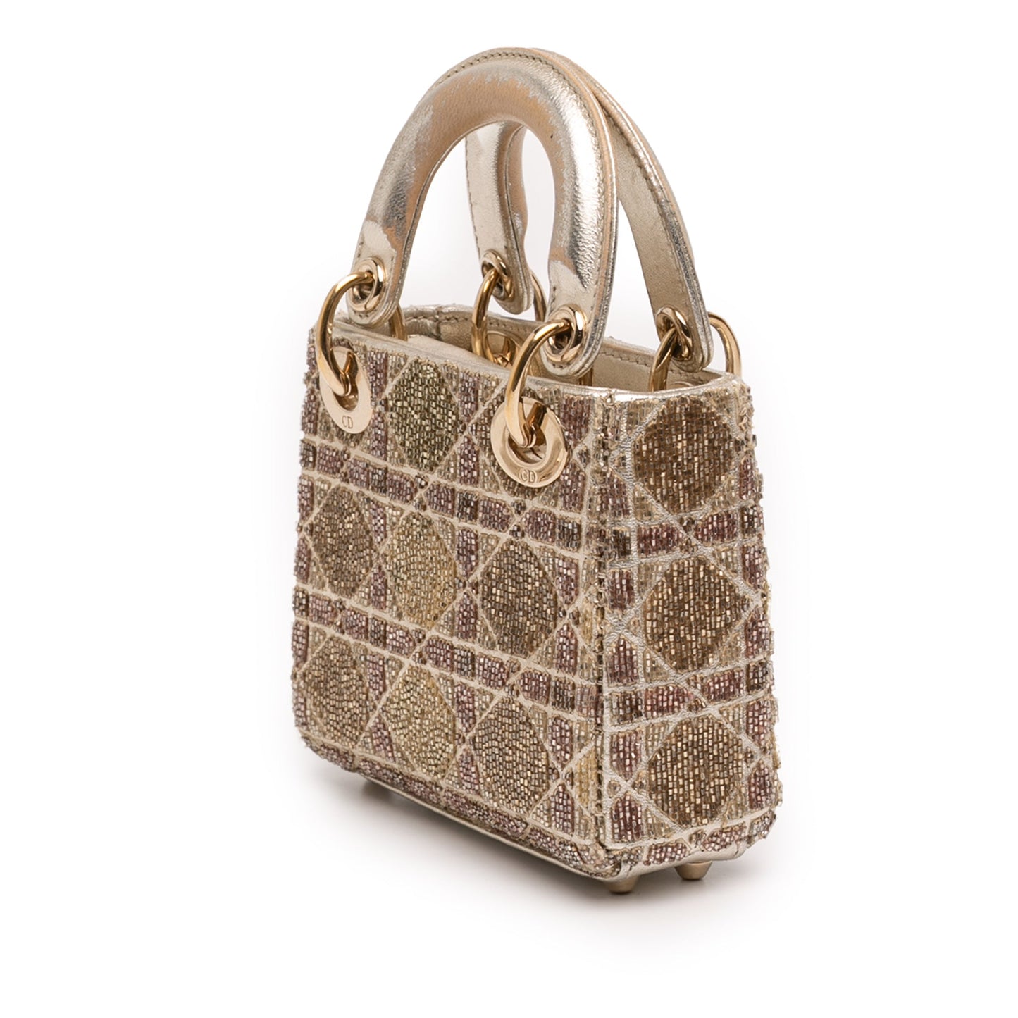 Dior Micro Metallic Calfskin Cannage Beaded Lady Dior
