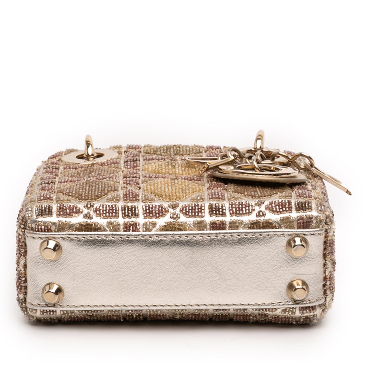 Dior Micro Metallic Calfskin Cannage Beaded Lady Dior
