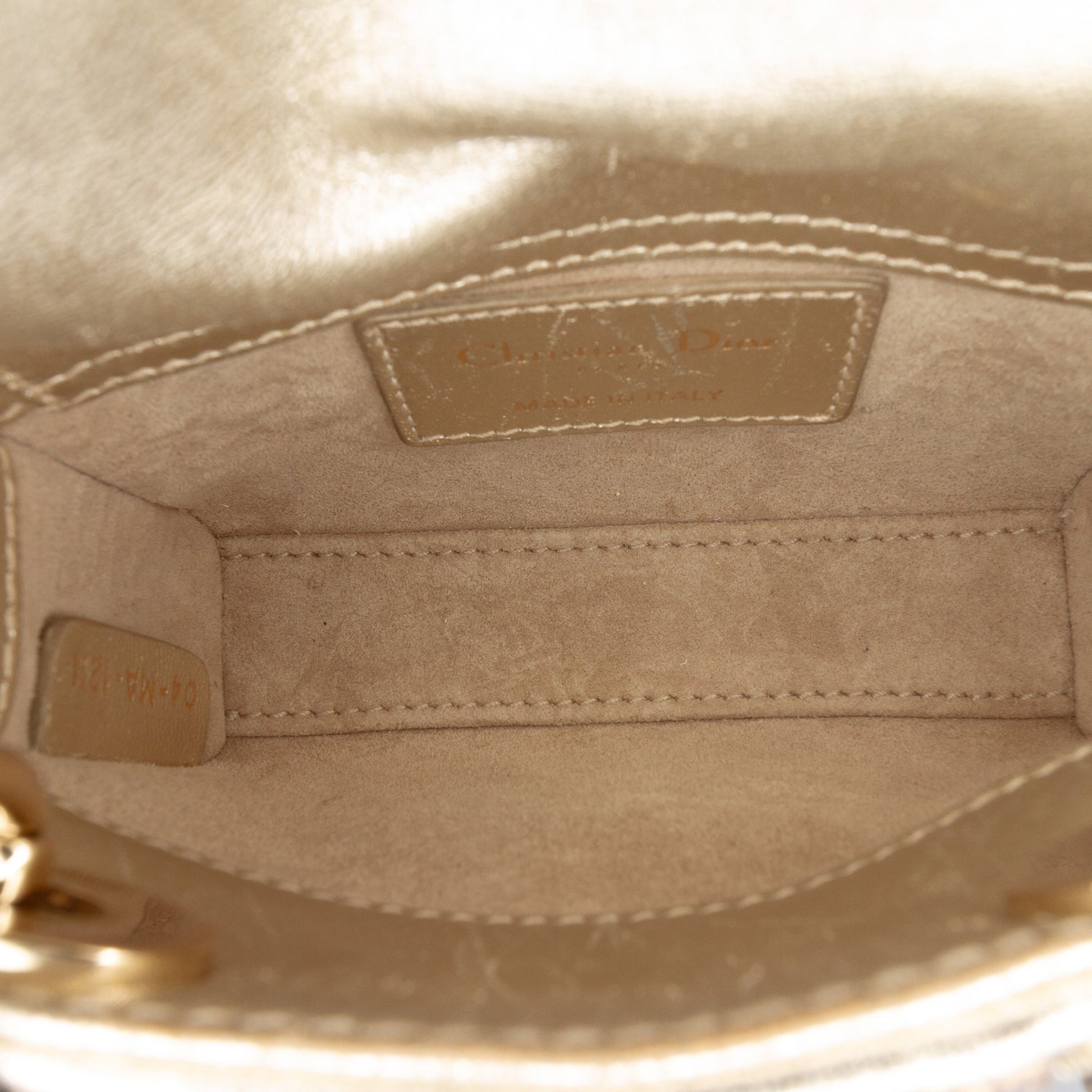 Dior Micro Metallic Calfskin Cannage Beaded Lady Dior