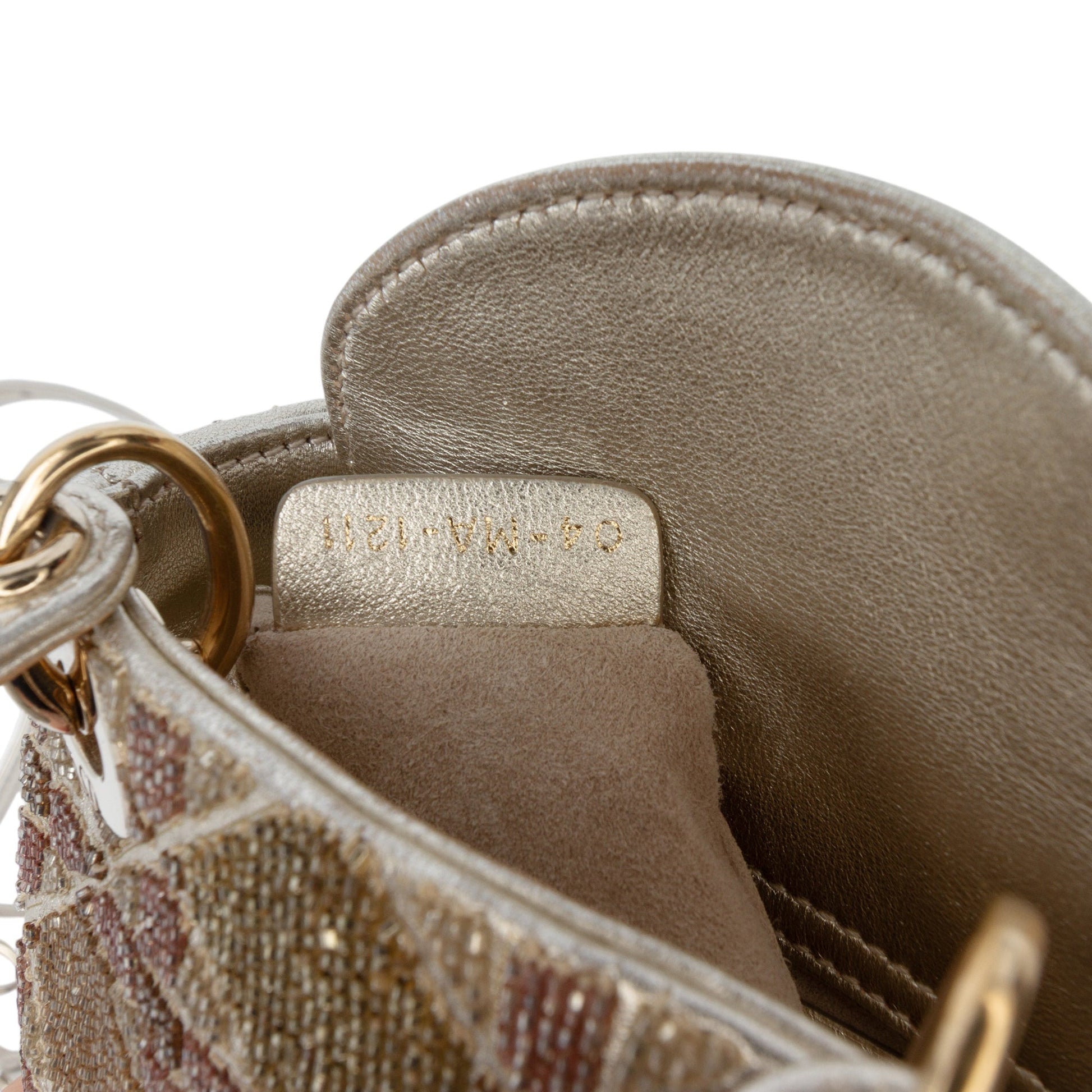 Dior Micro Metallic Calfskin Cannage Beaded Lady Dior