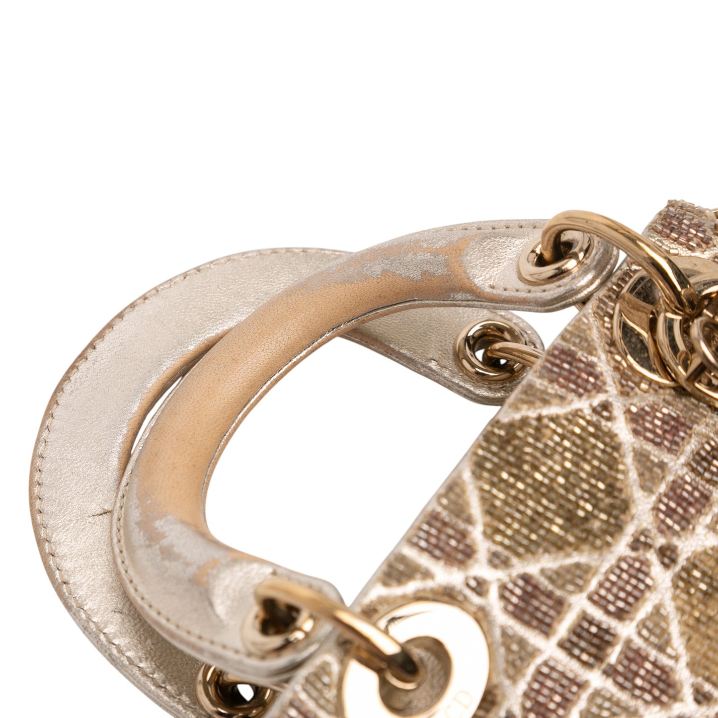 Dior Micro Metallic Calfskin Cannage Beaded Lady Dior