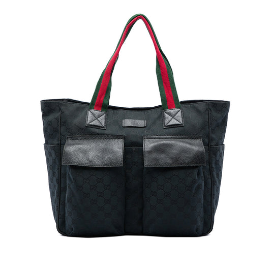 Gucci GG Canvas Web Double Pockets Tote