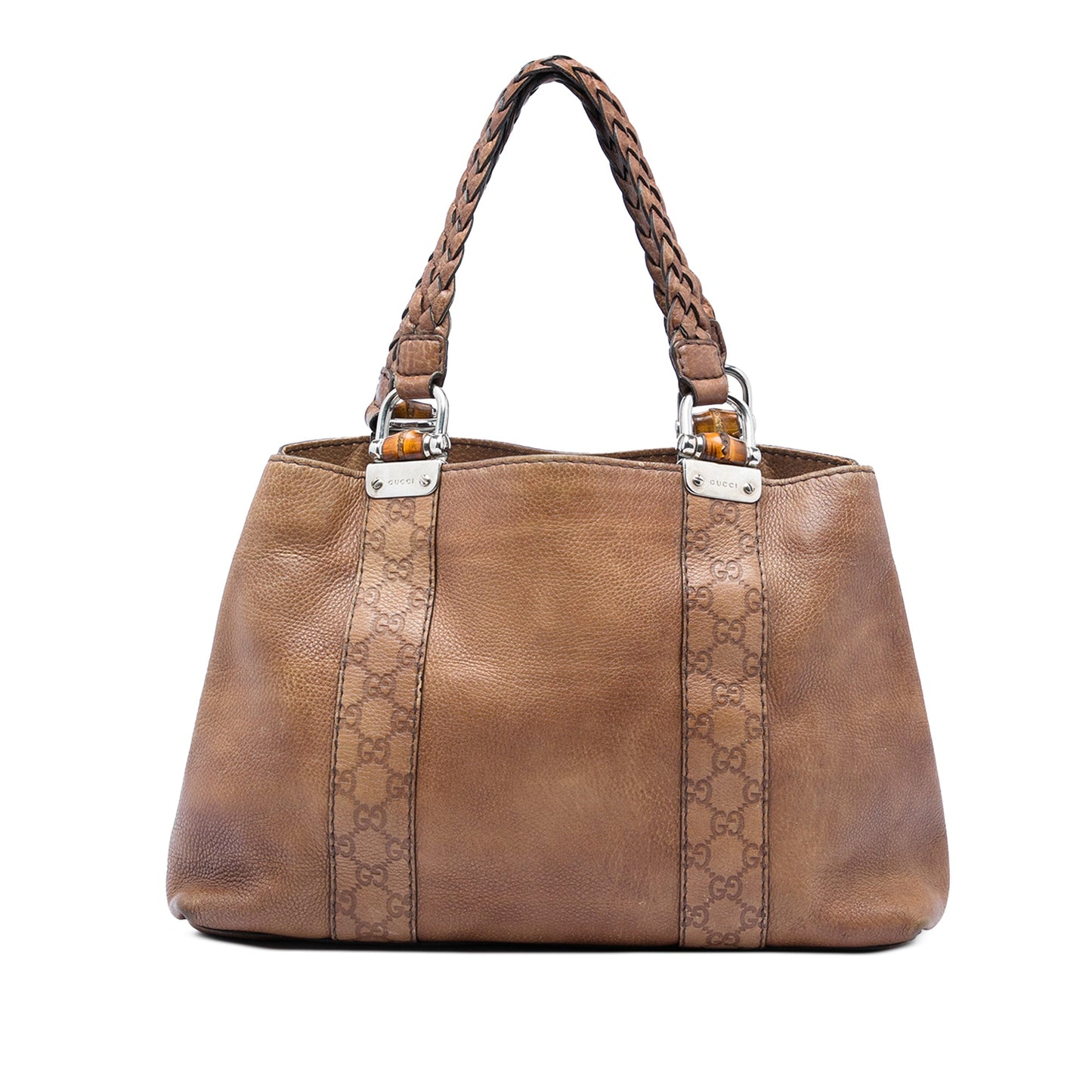 Gucci Medium Guccissima Trimmed Calfskin Bamboo Libeccio Tote