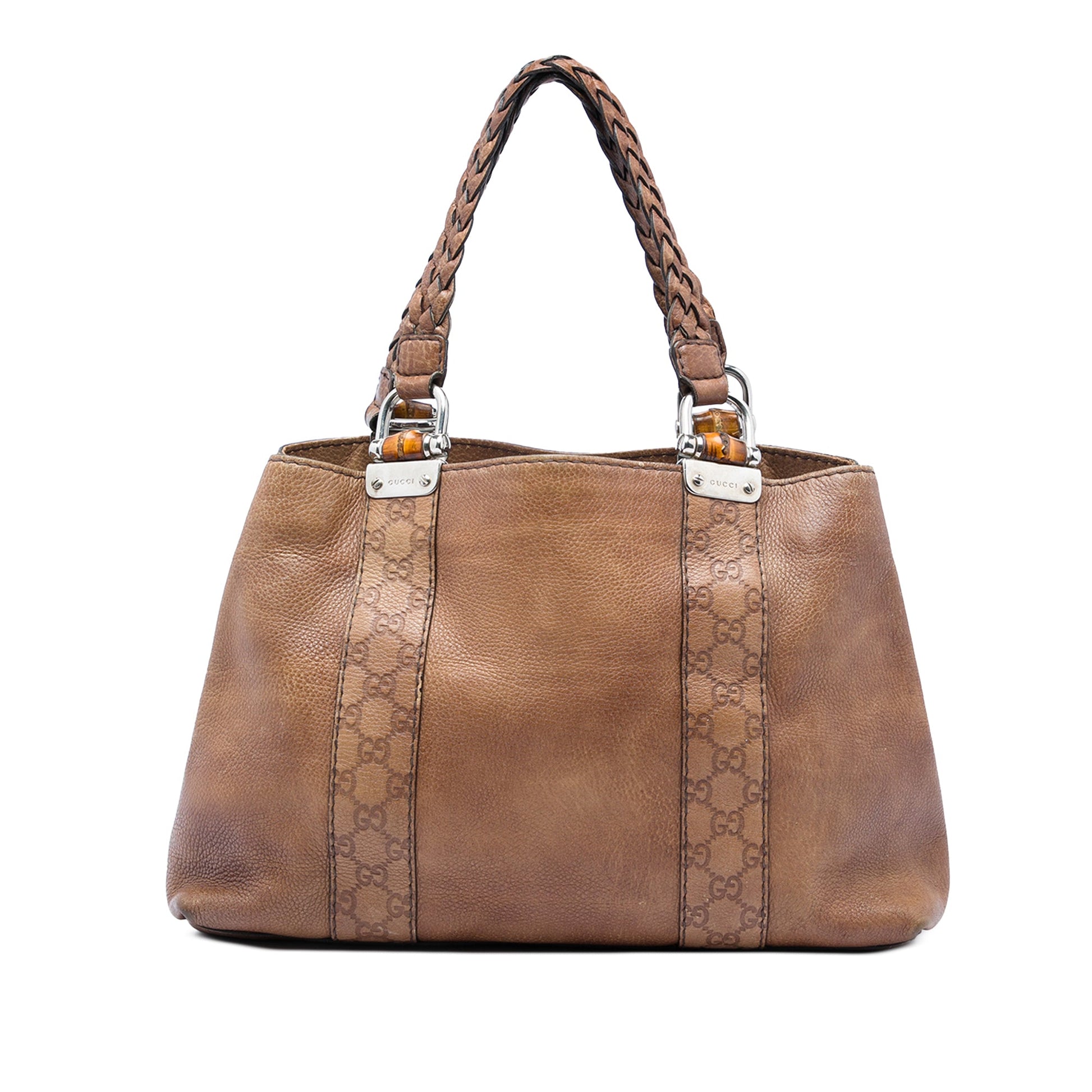 Gucci Medium Guccissima Trimmed Calfskin Bamboo Libeccio Tote