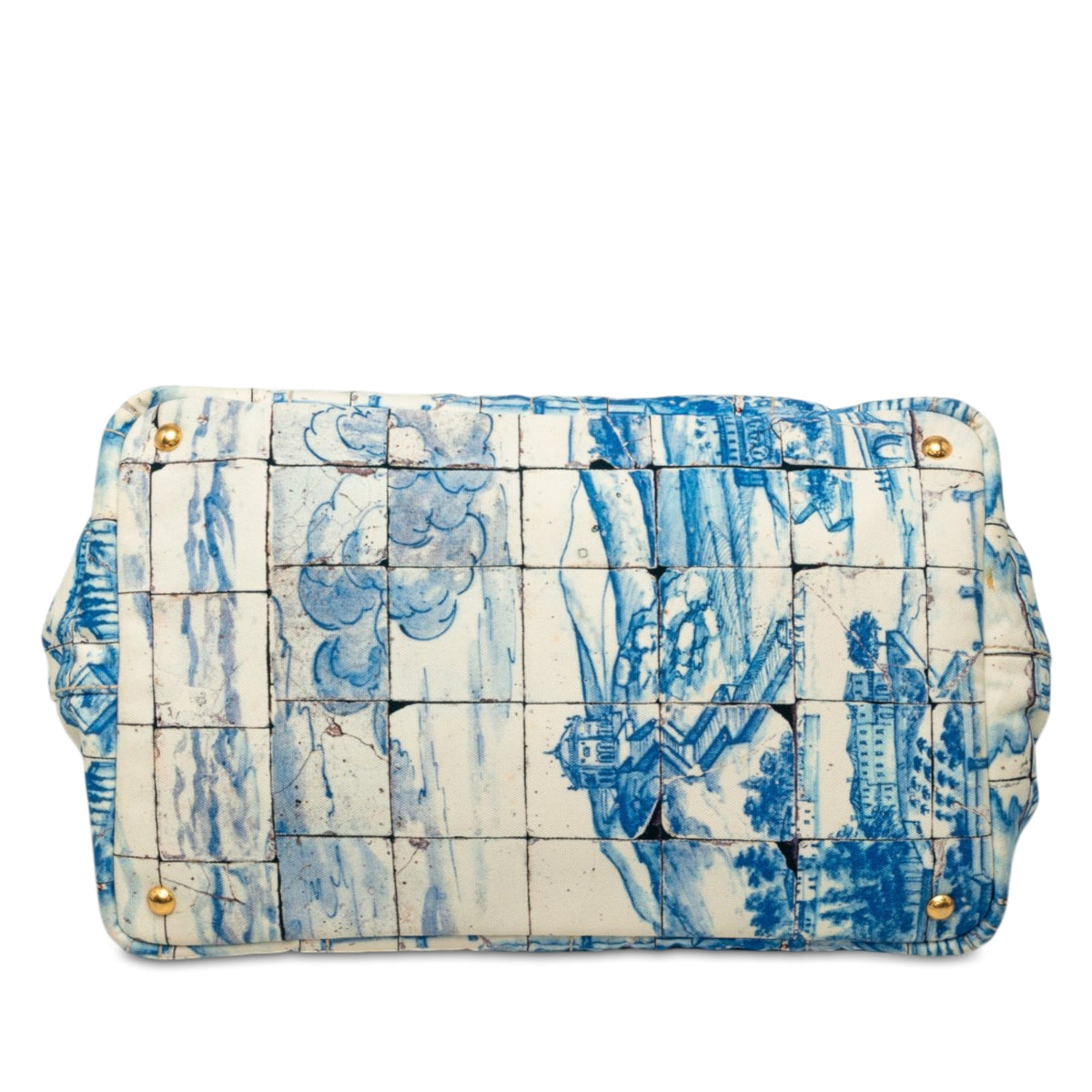 Prada Large Canvas Canapa Azulejos Satchel