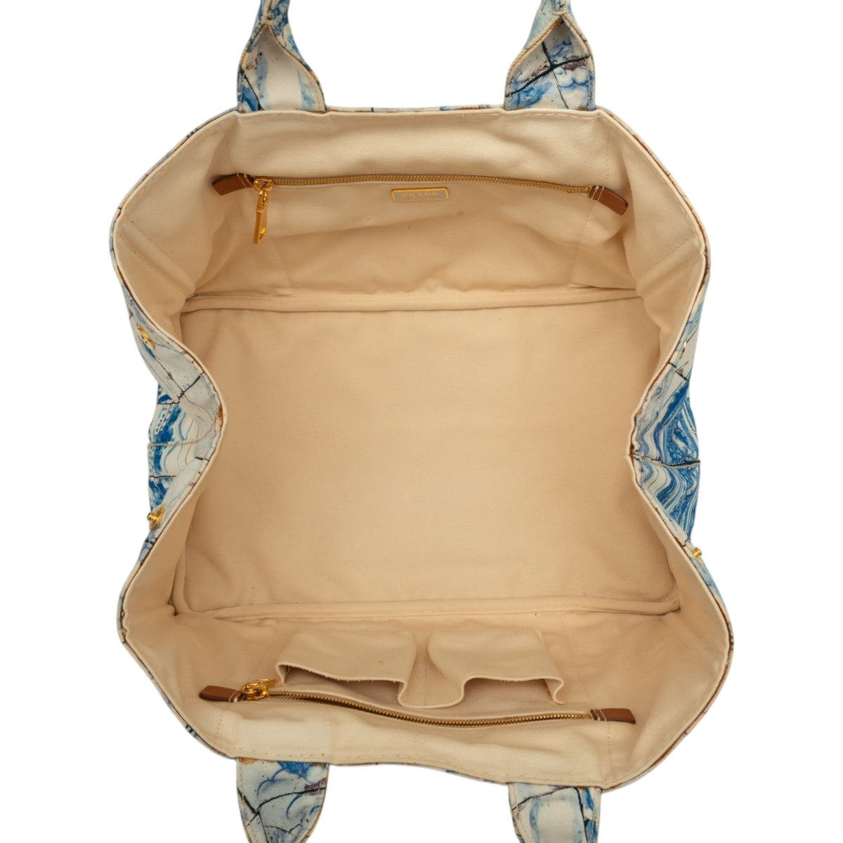 Prada Large Canvas Canapa Azulejos Satchel