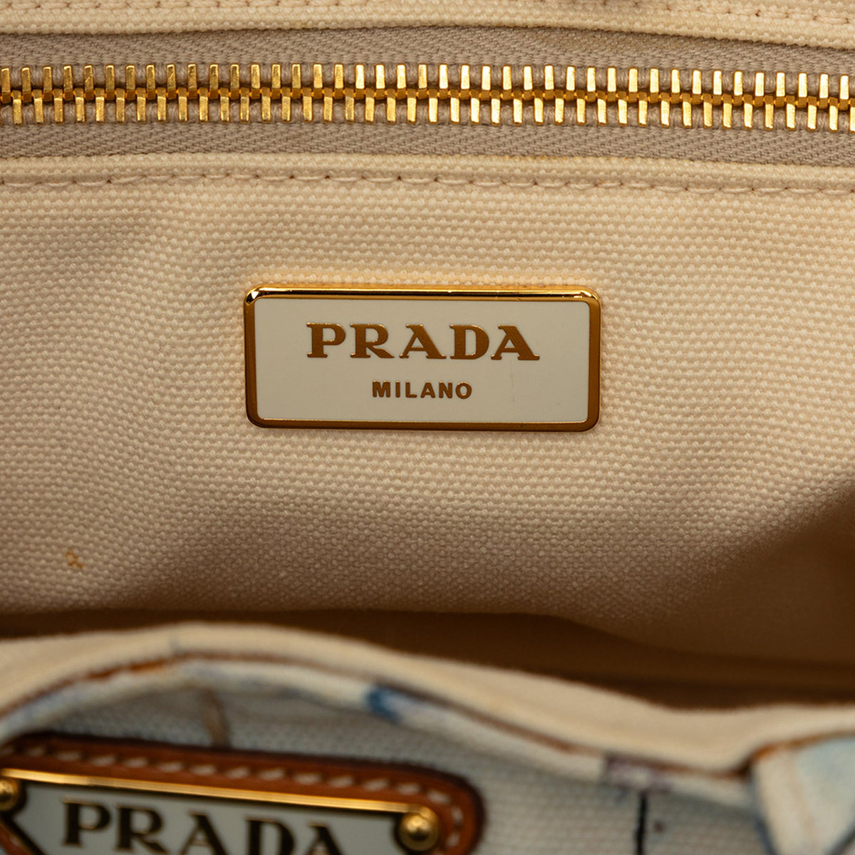 Prada Large Canvas Canapa Azulejos Satchel