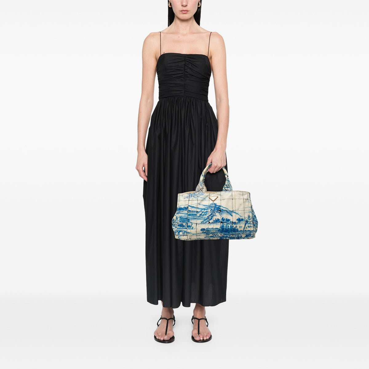 Prada Large Canvas Canapa Azulejos Satchel