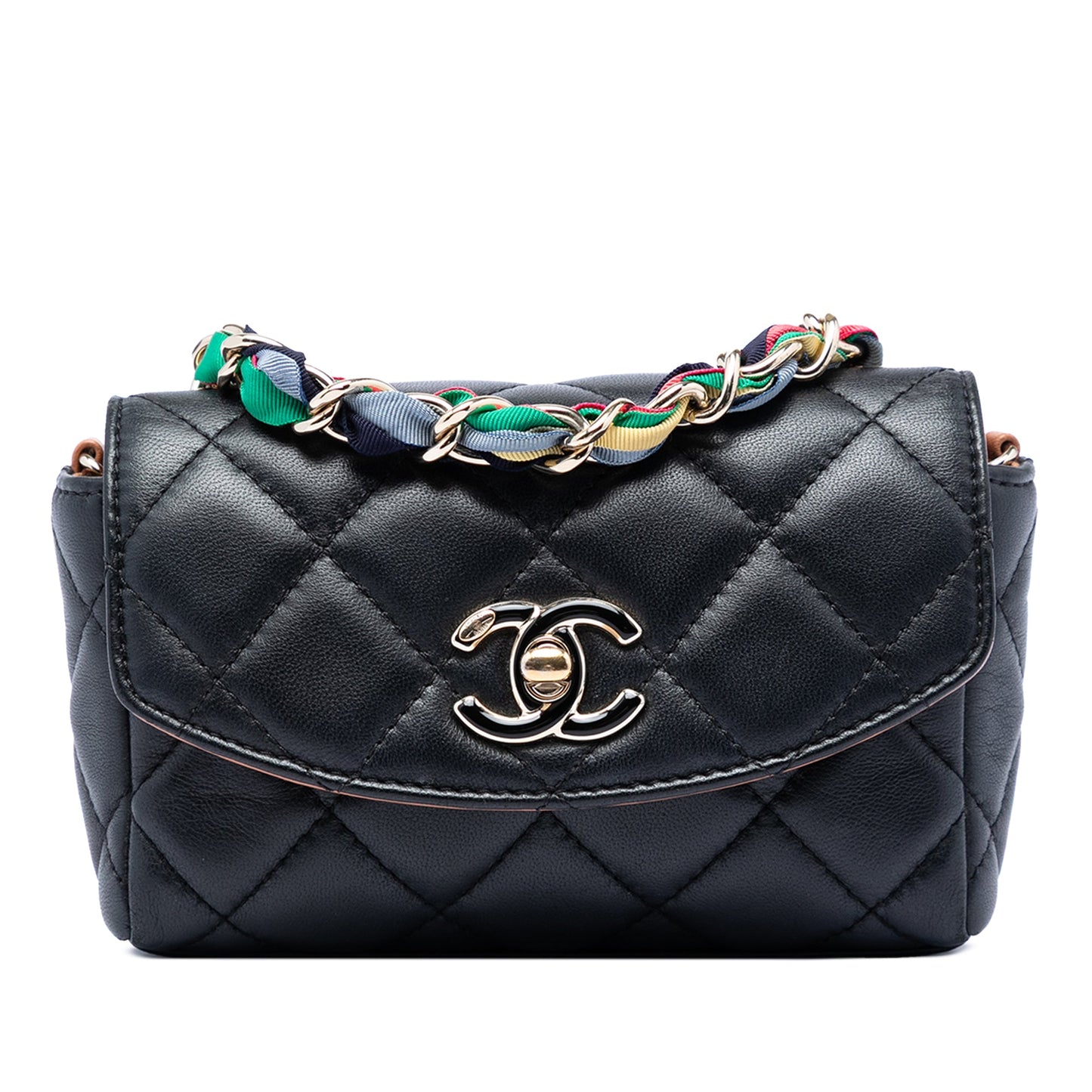 Chanel Mini Quilted Lambskin Cocovado Ribbon Chain Flap