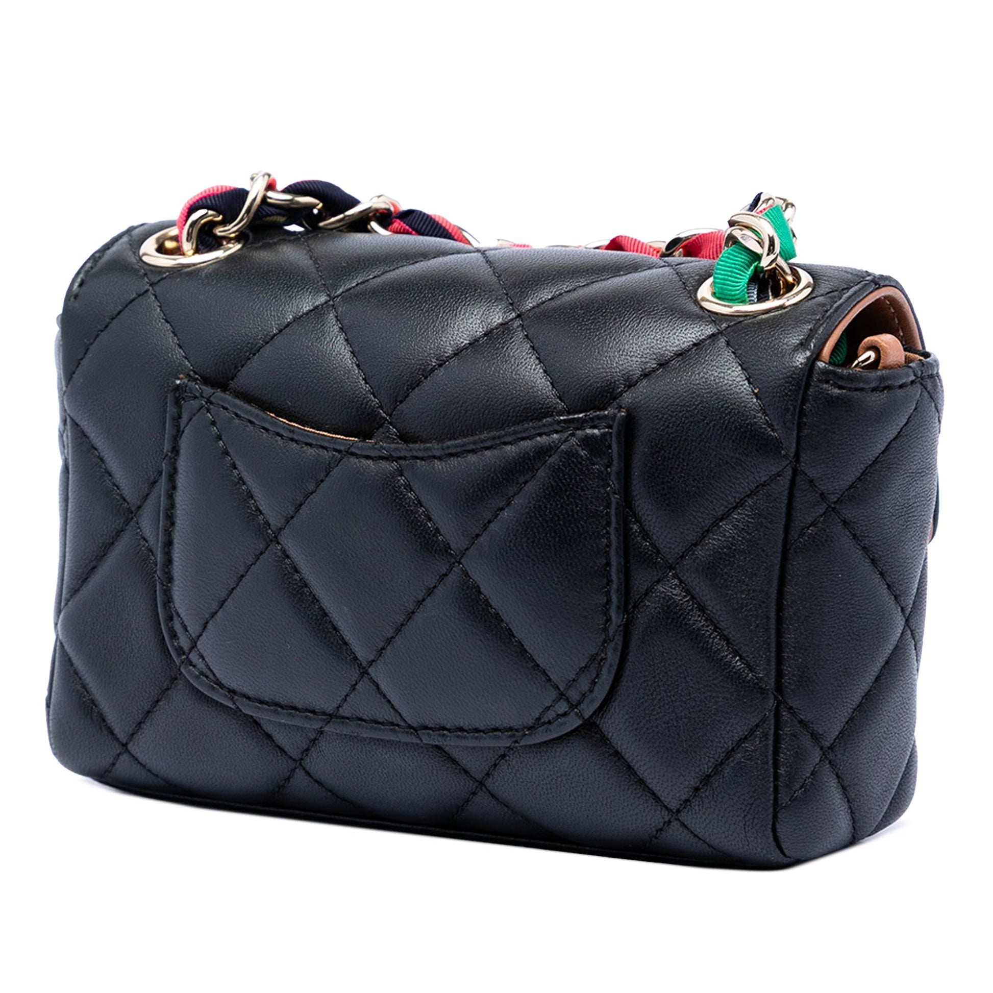 Chanel Mini Quilted Lambskin Cocovado Ribbon Chain Flap