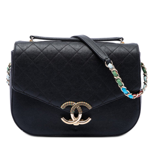 Chanel Paris Cuba Medium Quilted Caviar Thread Around Flap