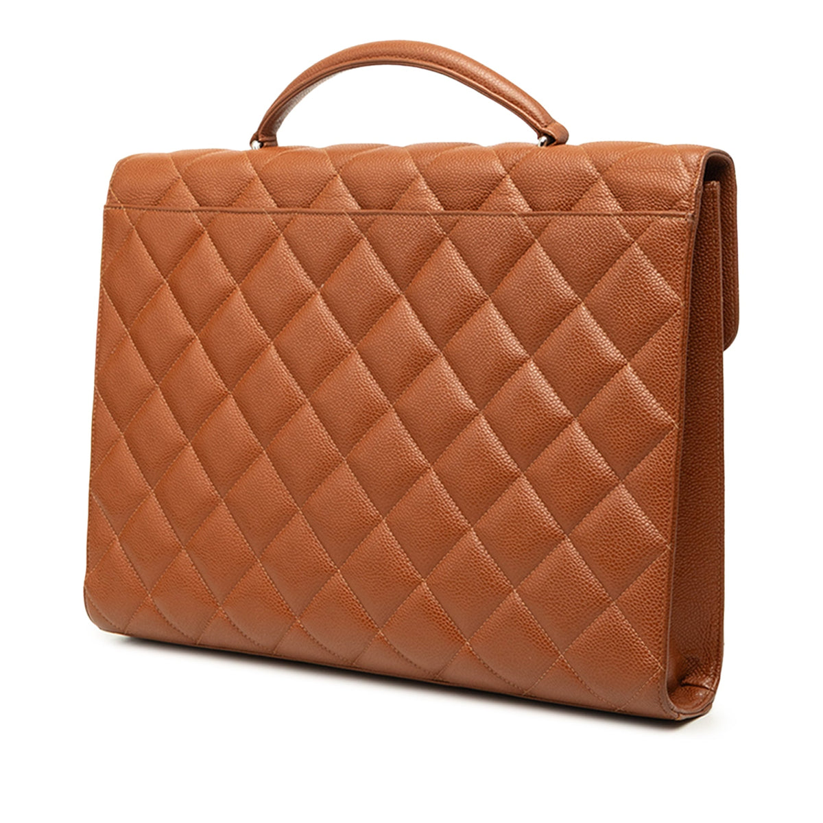 Chanel CC Quilted Caviar Flap Briefcase — Brown