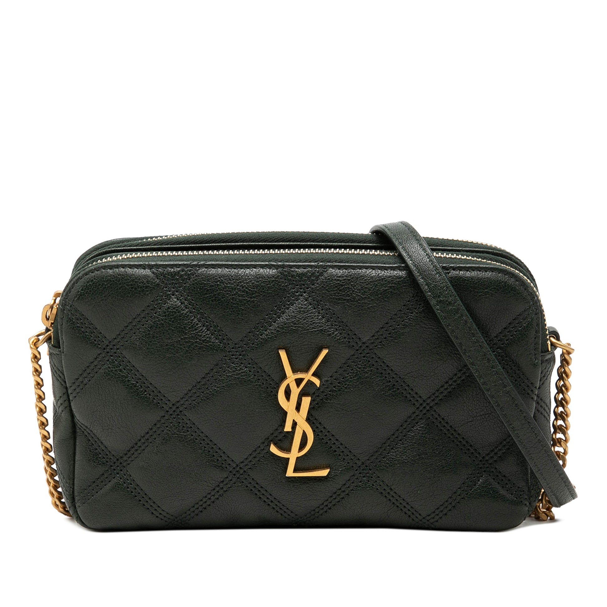 Saint Laurent Mini Quilted Lambskin Becky Double Zip Crossbody