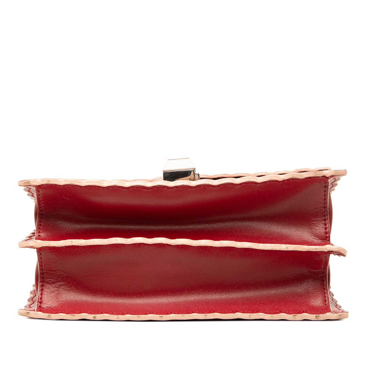 Fendi Small Scalloped Leather Kan I Crossbody — Red