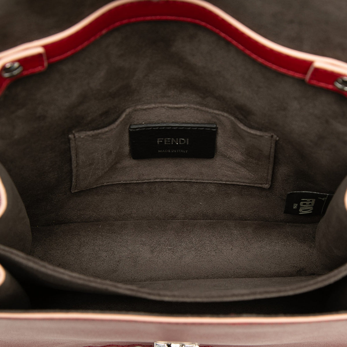 Fendi Small Scalloped Leather Kan I Crossbody — Red