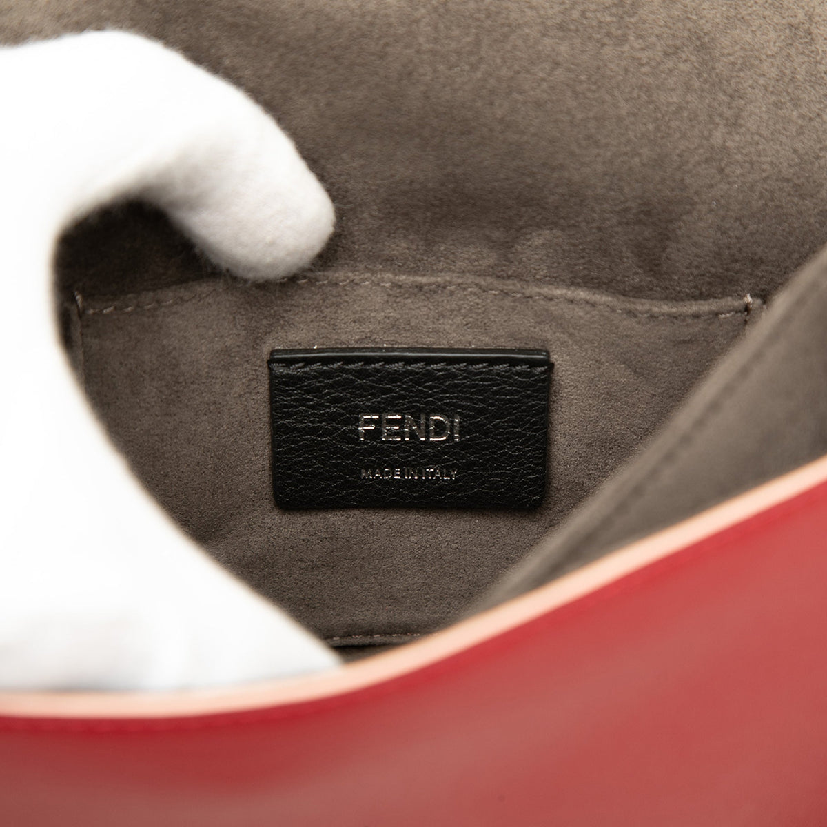 Fendi Small Scalloped Leather Kan I Crossbody — Red