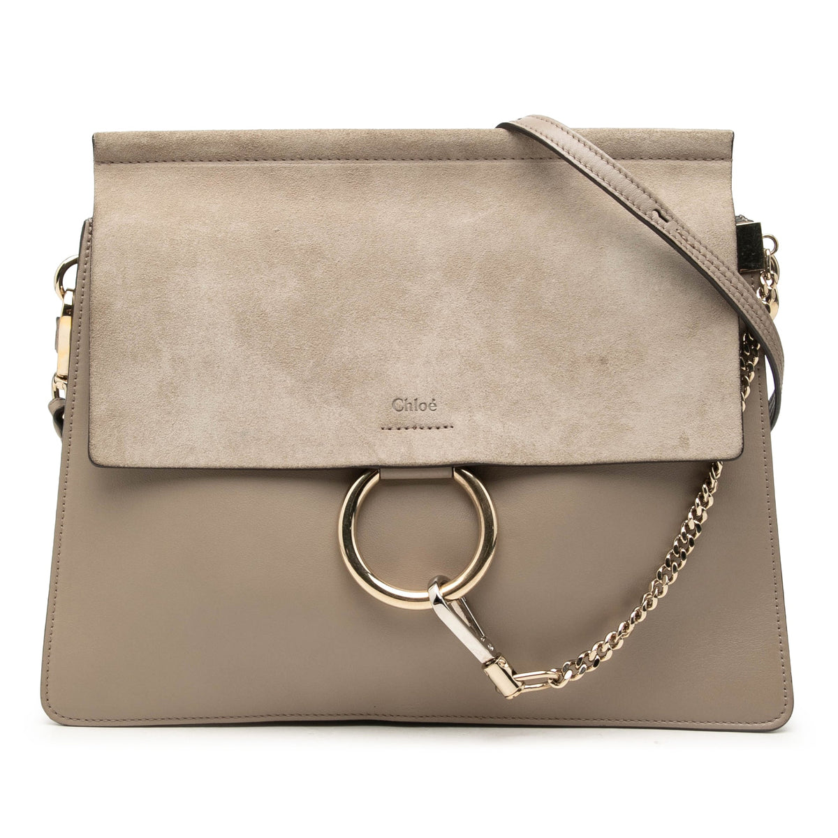 Chloé Medium Calfskin and Suede Faye Crossbody — Brown