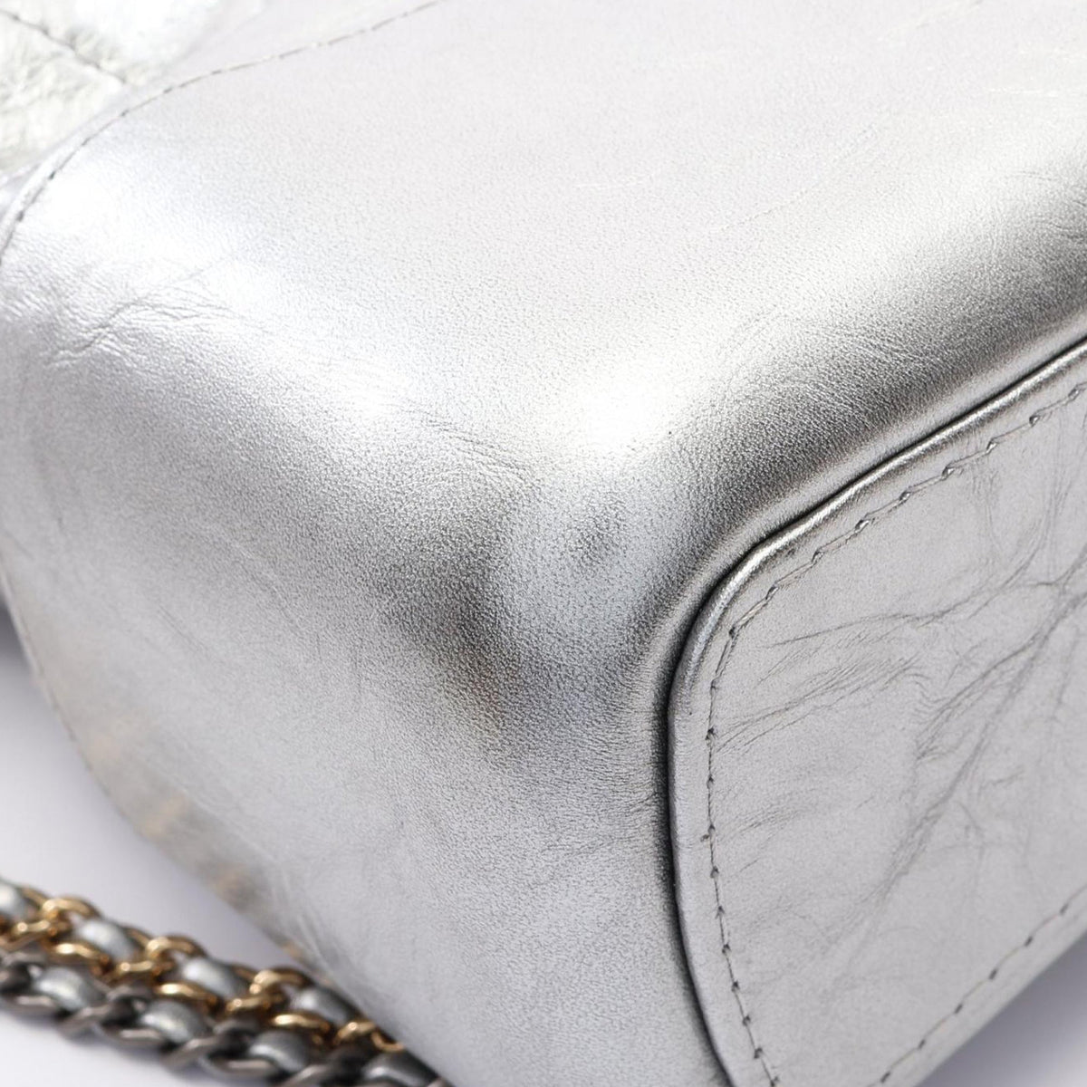 Chanel Large Metallic Aged Calfskin Gabrielle Crossbody — Silver