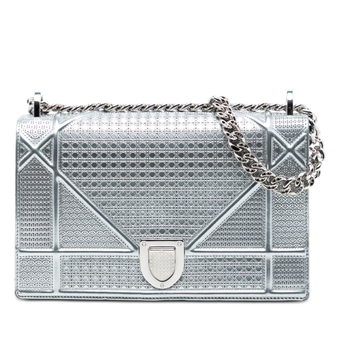 Dior Medium Metallic Patent Microcannage Diorama Flap