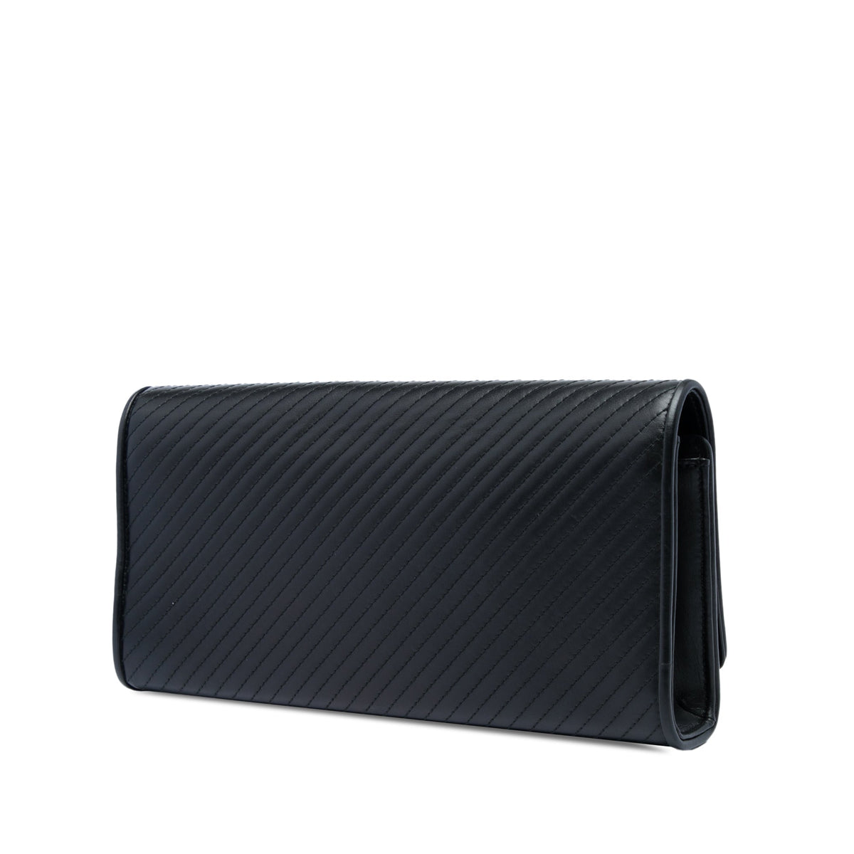 Saint Laurent Matelasse Diagonal Calfskin Monogram Cassandre Clutch — Black