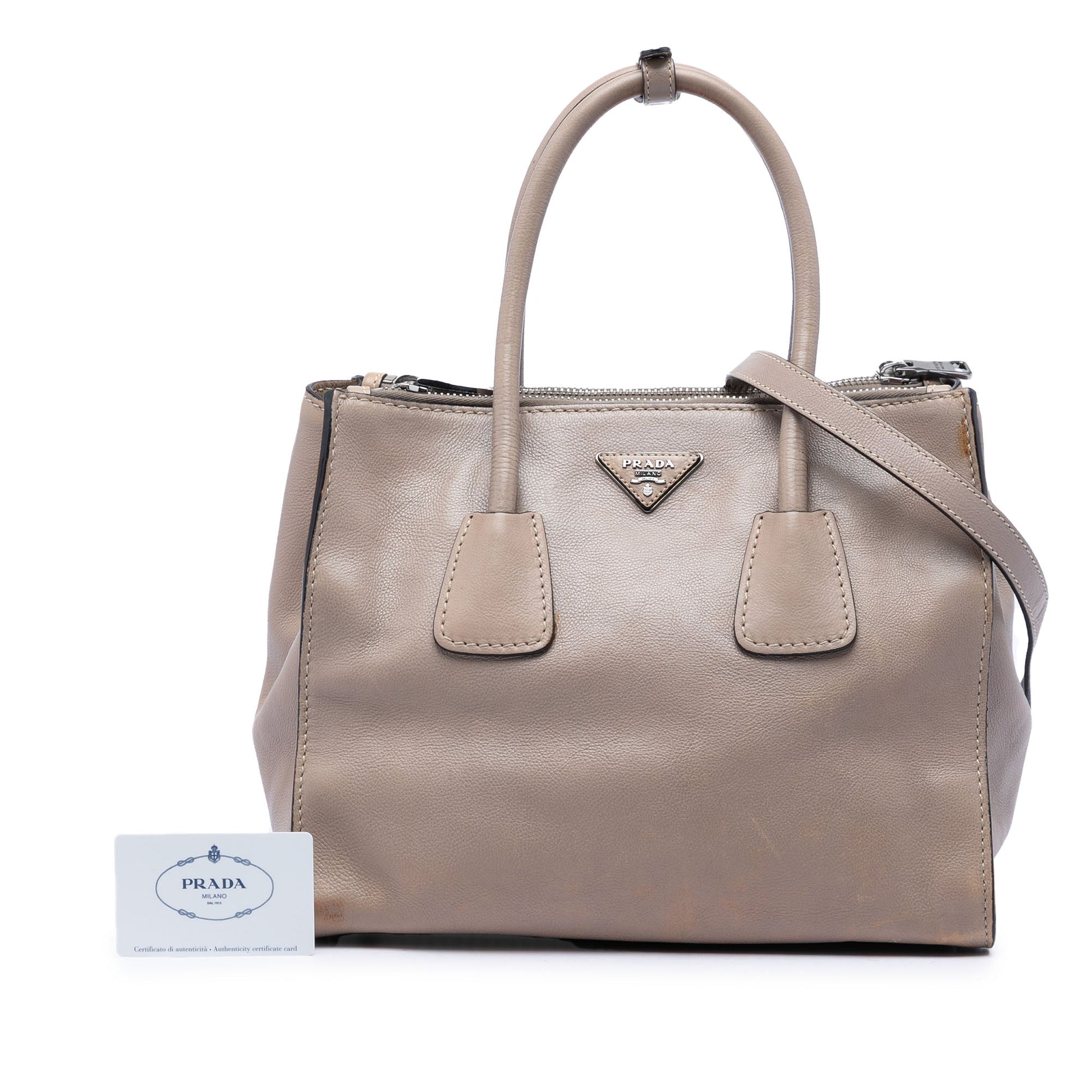 Prada Glace Calf Twin Pocket Double Handle Satchel