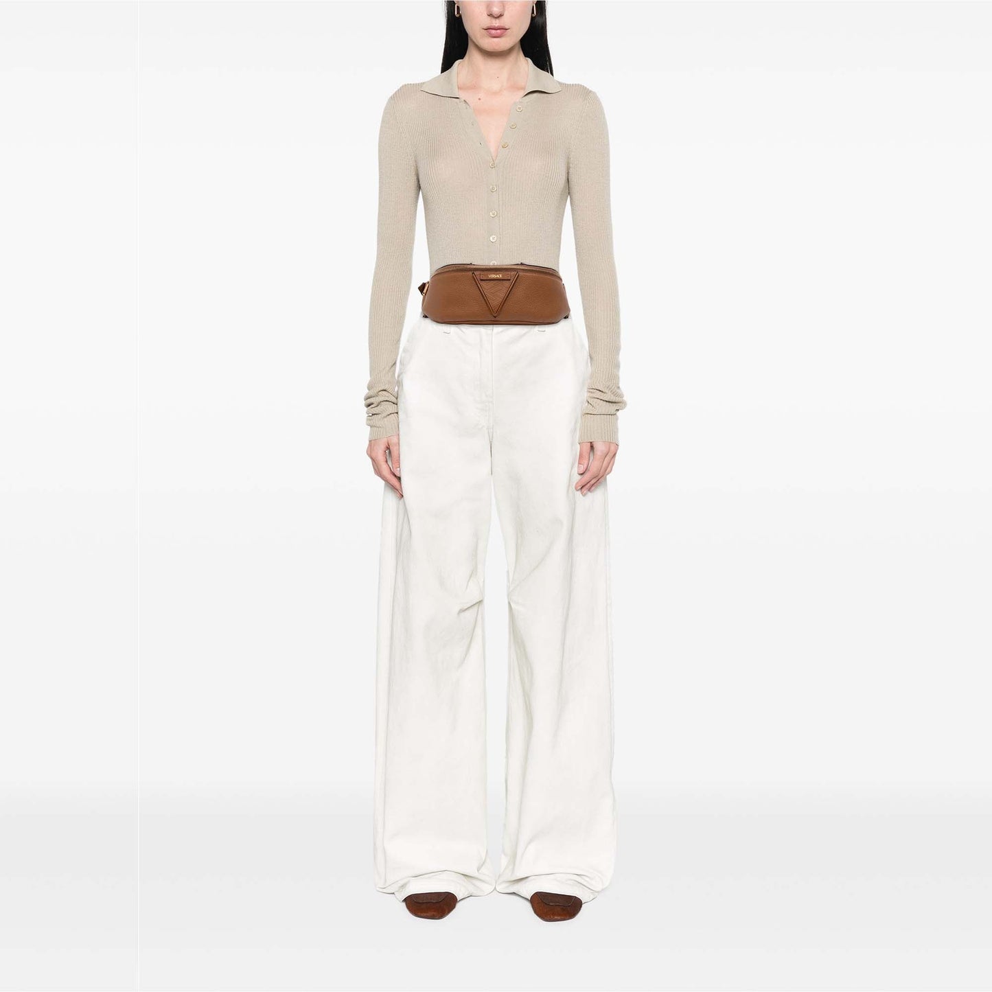 Versace Leather V Greca Signature Belt Bag