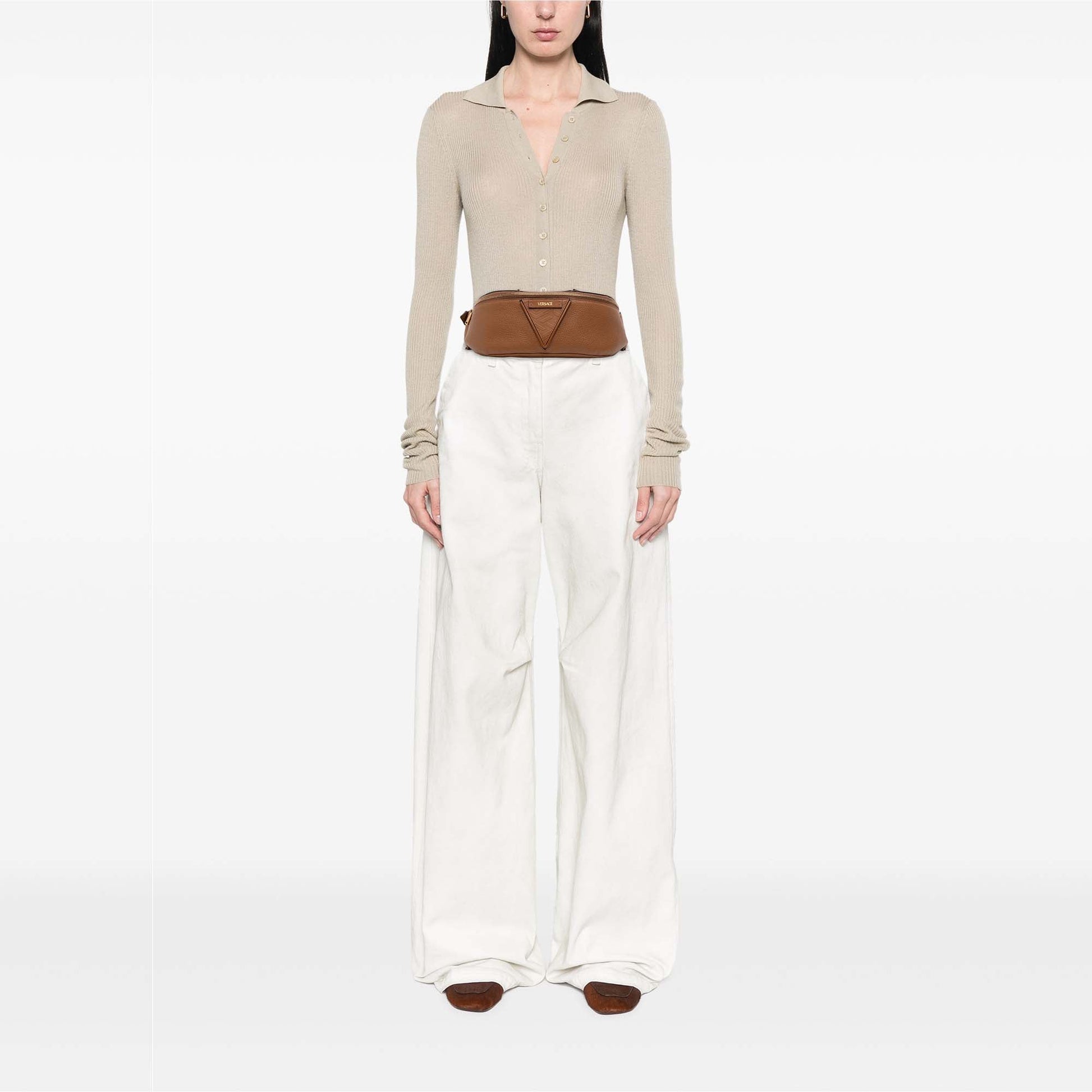 Versace Leather V Greca Signature Belt Bag