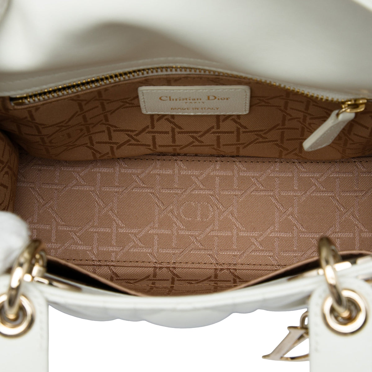 Dior Small Lambskin Cannage My ABCDior Lady Dior — White