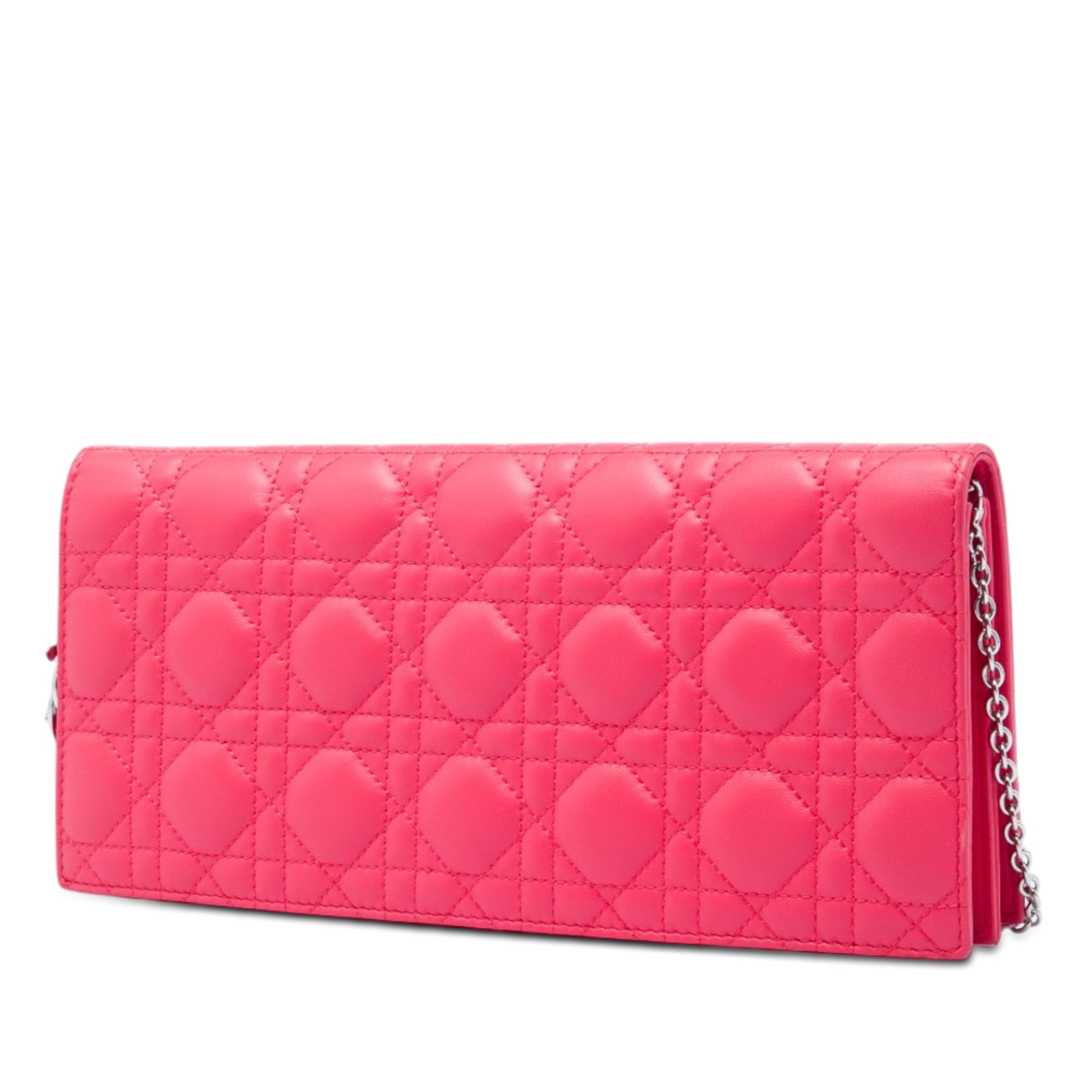 Dior Lambskin Cannage Lady Dior Wallet On Chain
