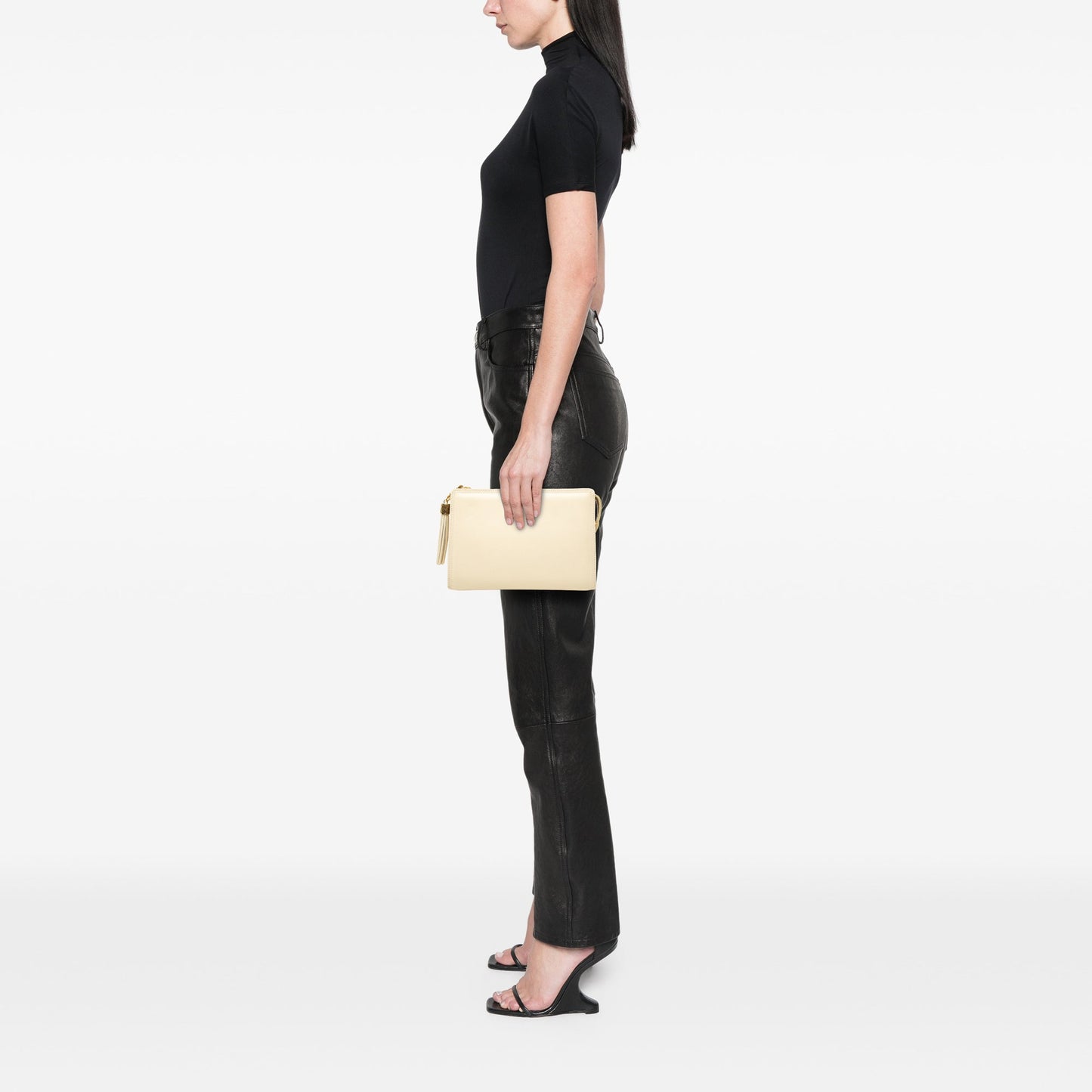 Valentino Grainy Calfskin VLogo Tassel Clutch
