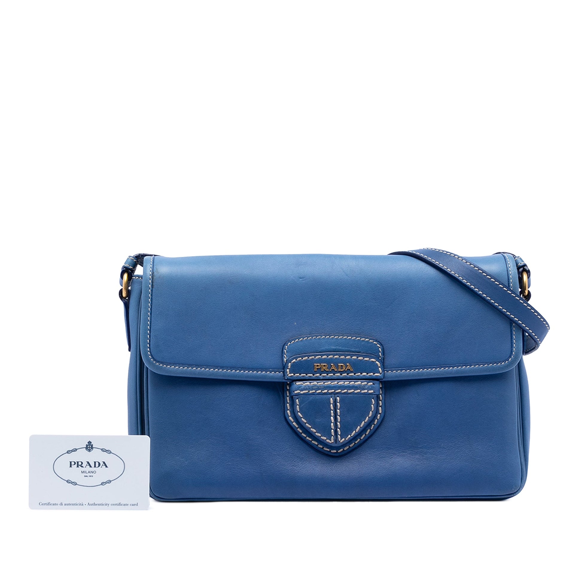 Prada City Calf Push Lock Flap Crossbody