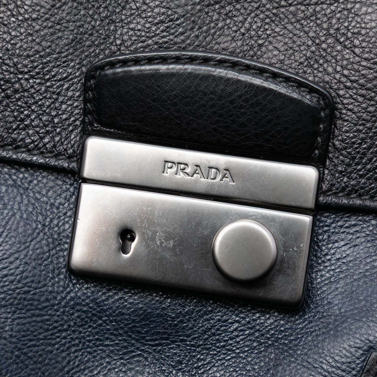 Prada Bicolor Glace Calf Sound Lock Satchel