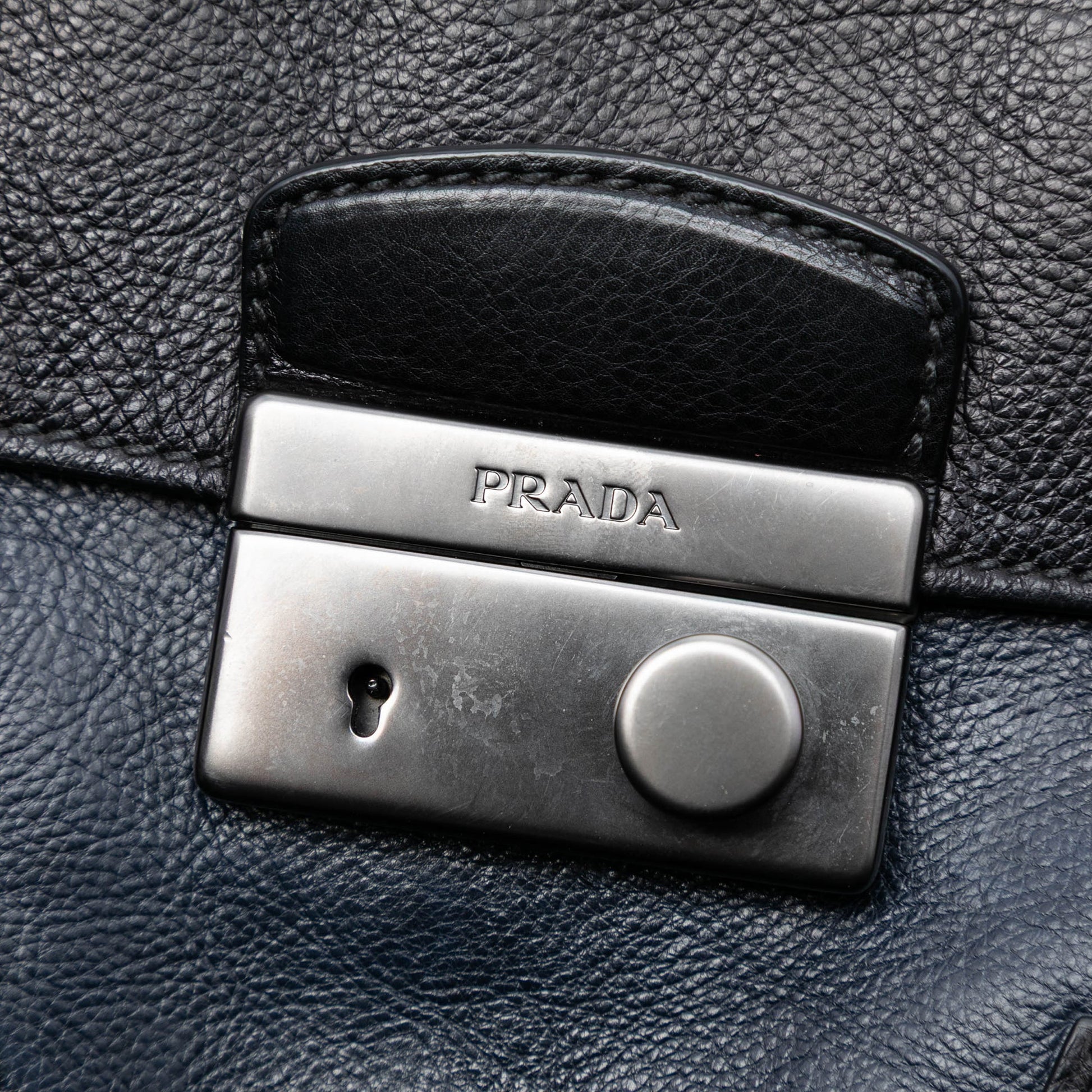 Prada Bicolor Glace Calf Sound Lock Satchel