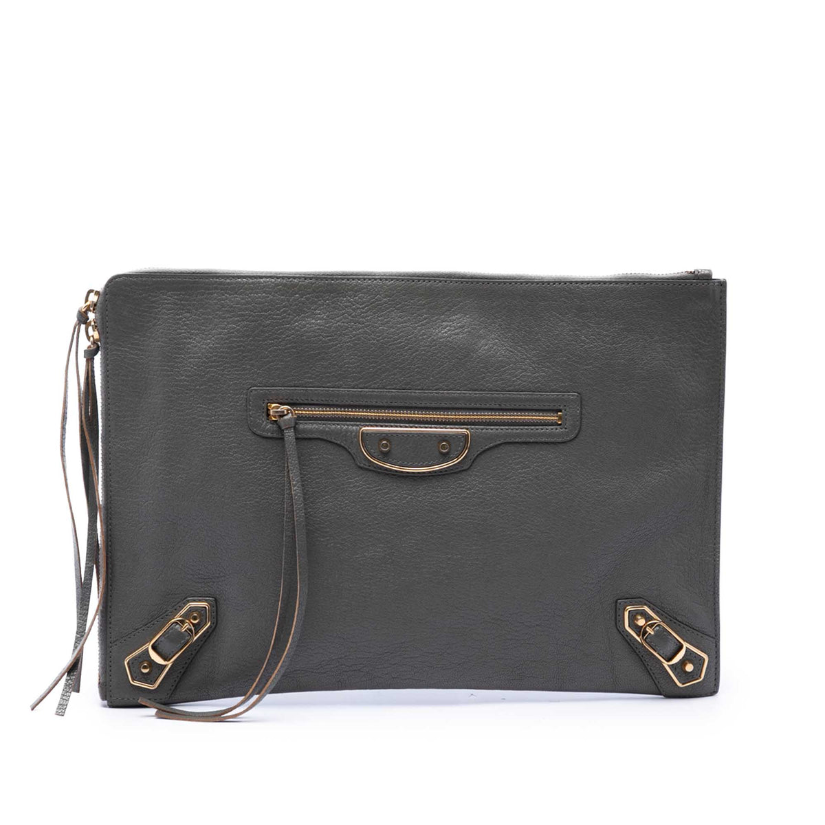 Balenciaga Goatskin Motocross Classic Metallic Edge Clutch