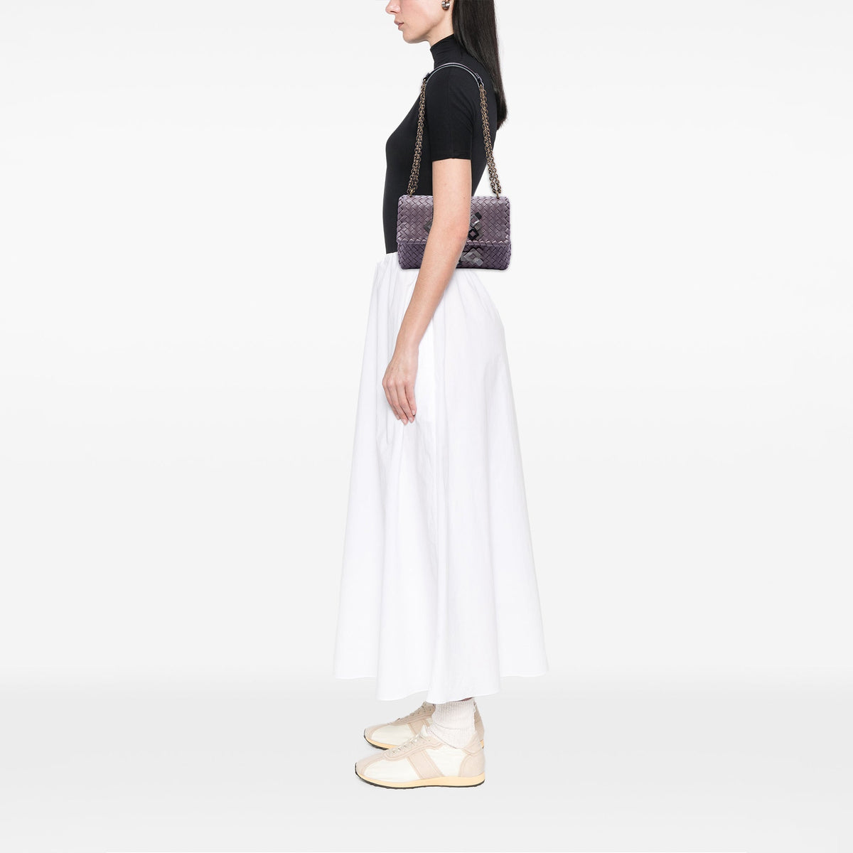Bottega Veneta Small Nappa Intrecciato Embroidered Olimpia Shoulder Bag — Purple