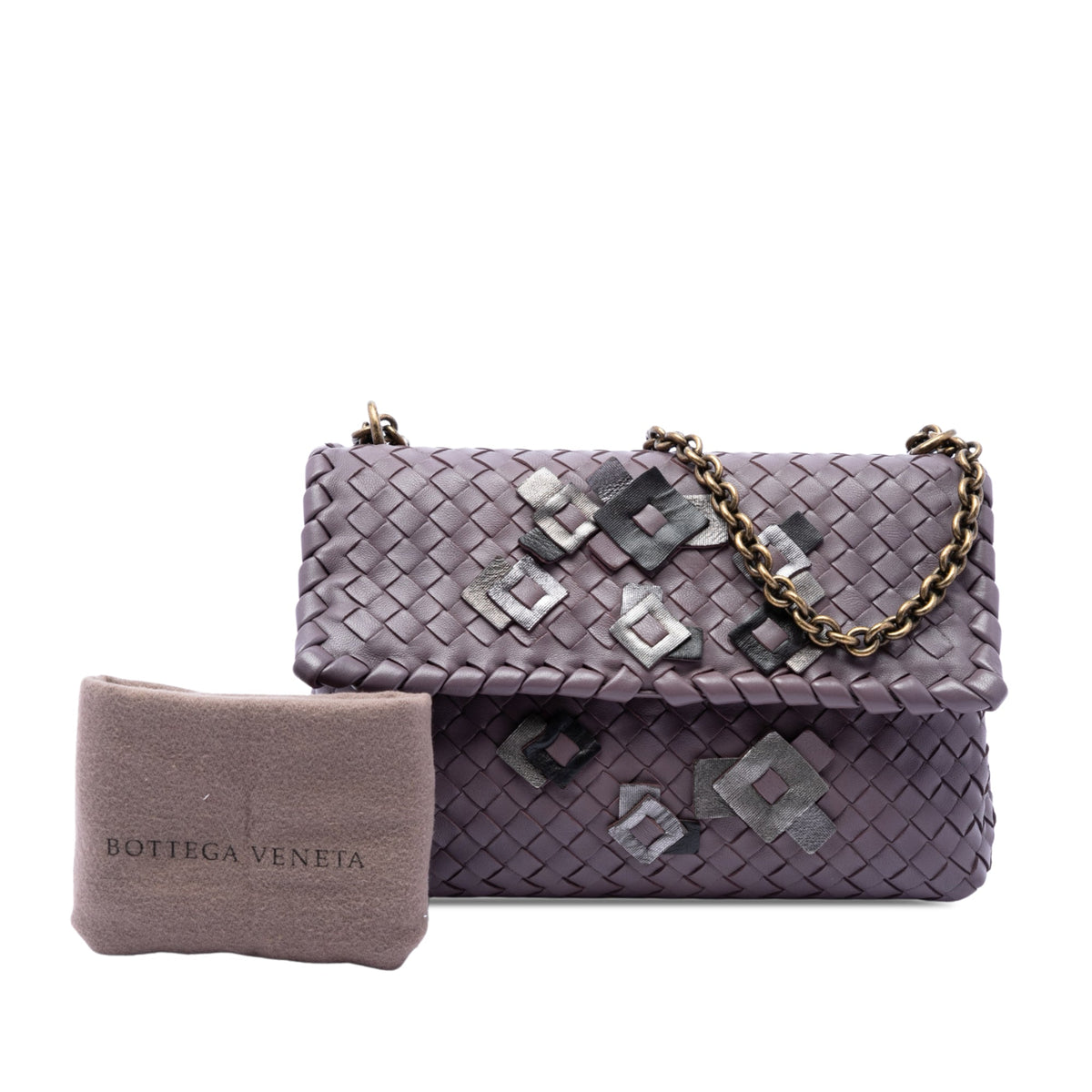 Bottega Veneta Small Nappa Intrecciato Embroidered Olimpia Shoulder Bag — Purple