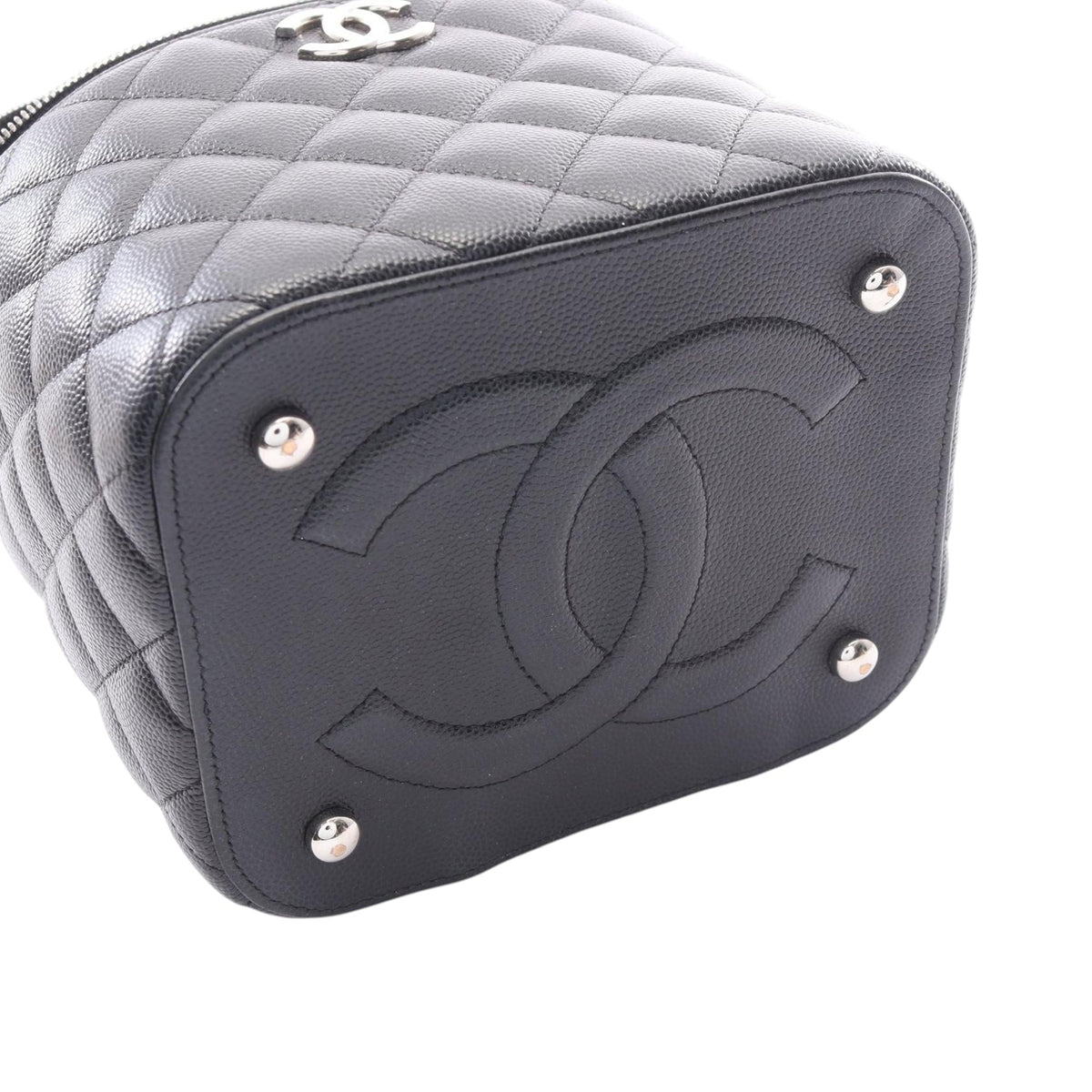 Chanel CC Quilted Caviar Top Handle Vanity with Chain
