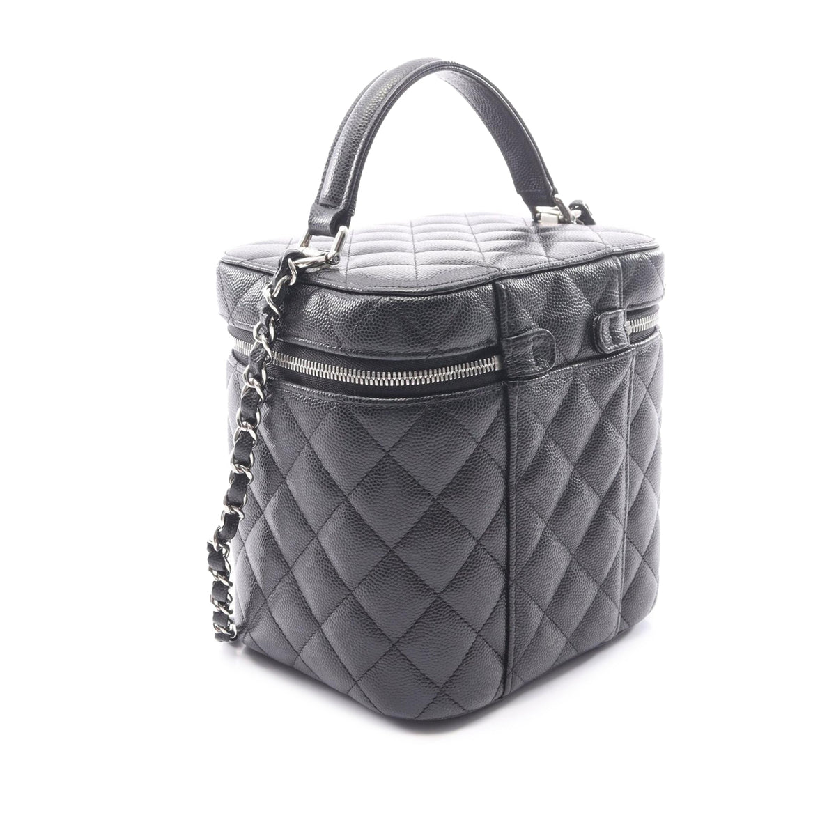 Chanel CC Quilted Caviar Top Handle Vanity with Chain
