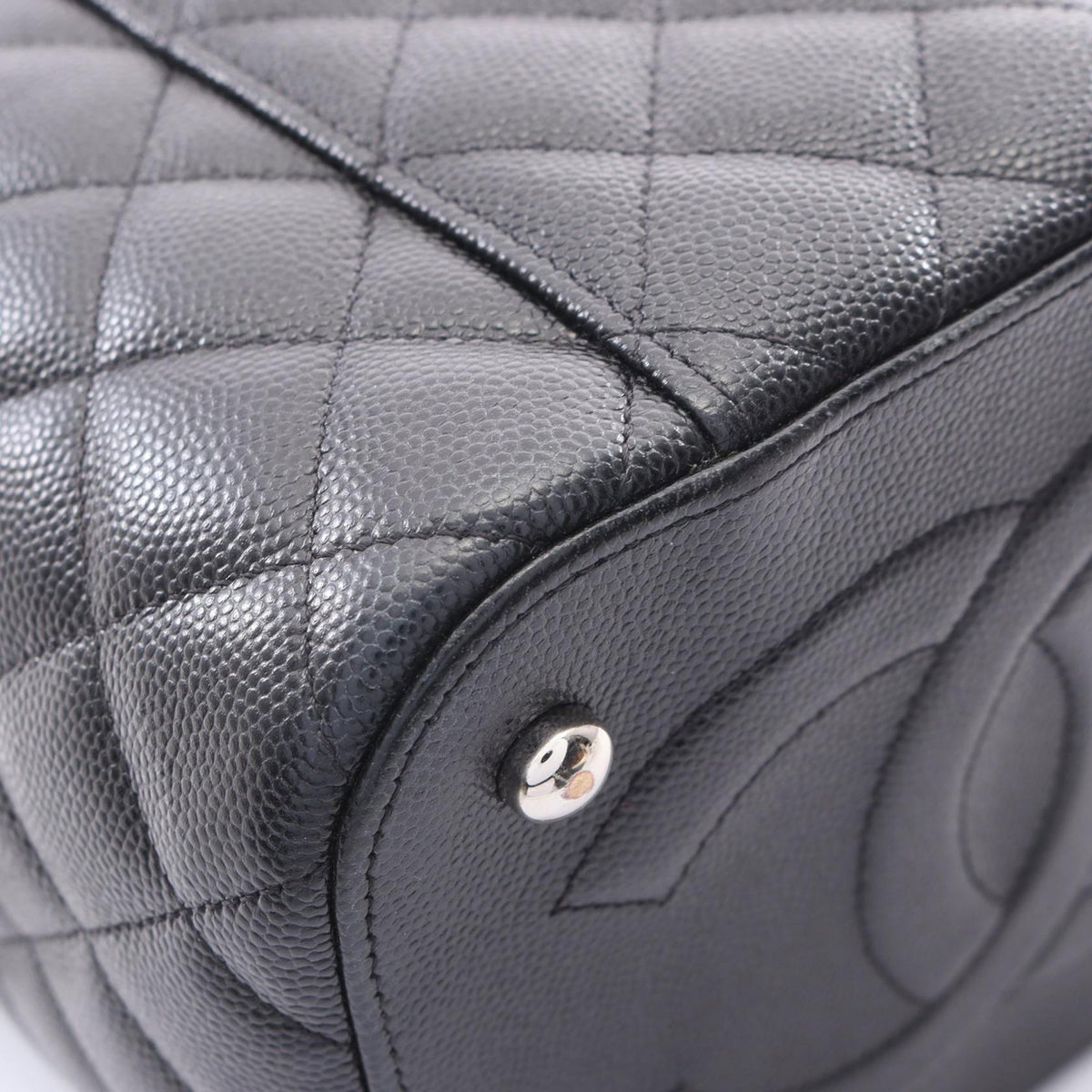 Chanel CC Quilted Caviar Top Handle Vanity with Chain