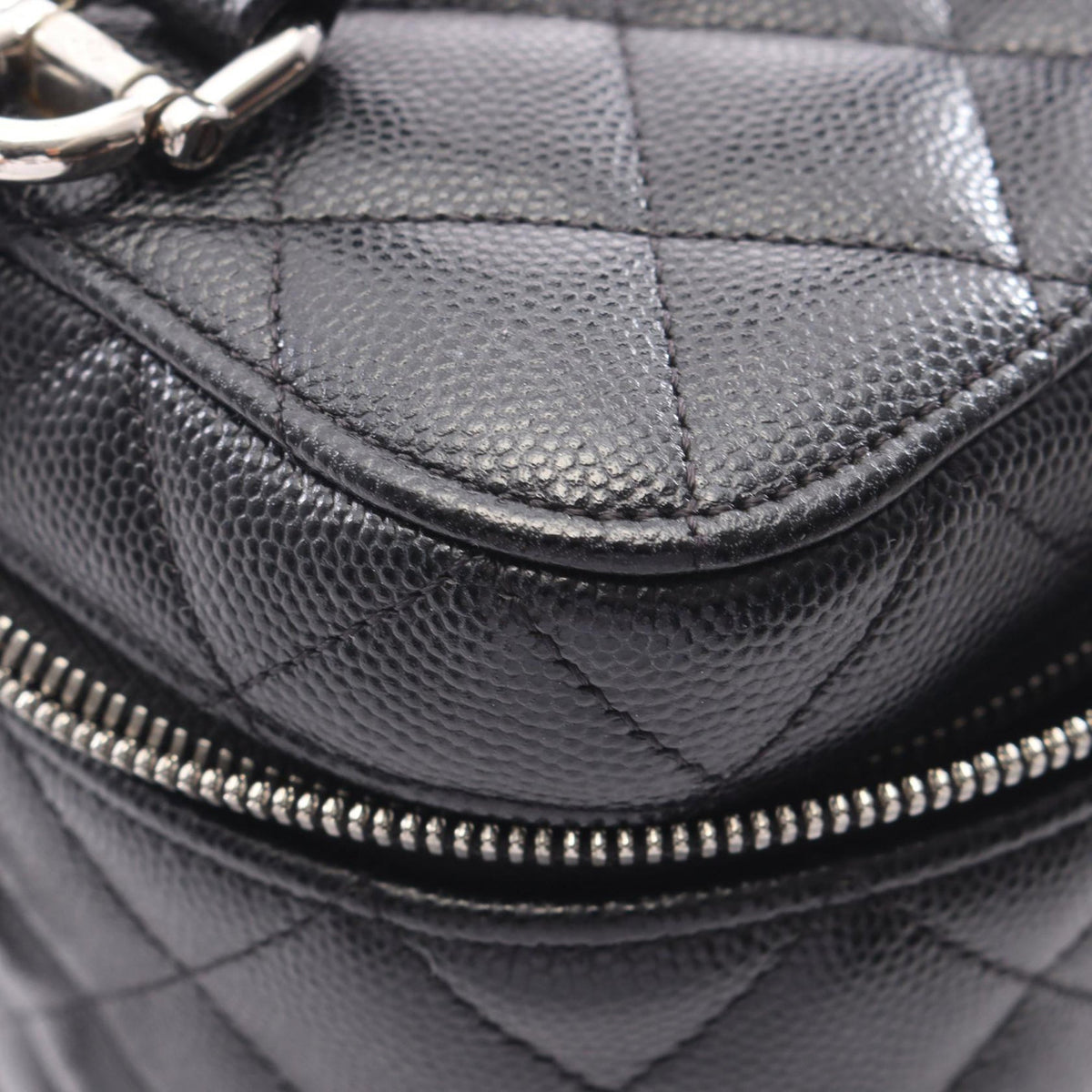 Chanel CC Quilted Caviar Top Handle Vanity with Chain