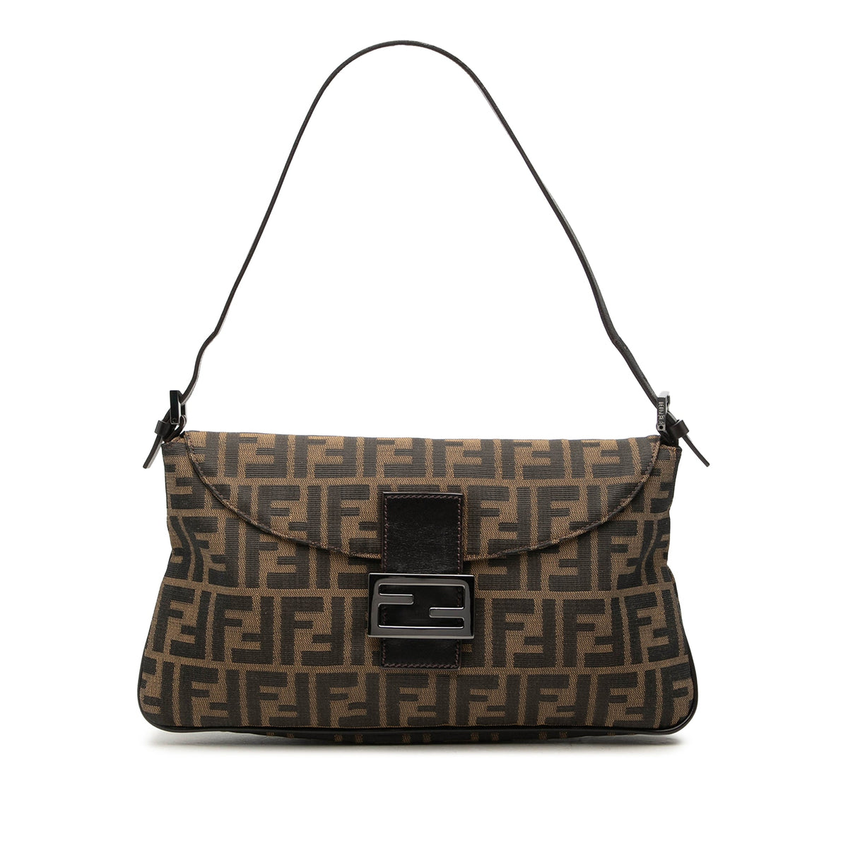 Fendi Zucca Canvas Double Flap Shoulder Bag